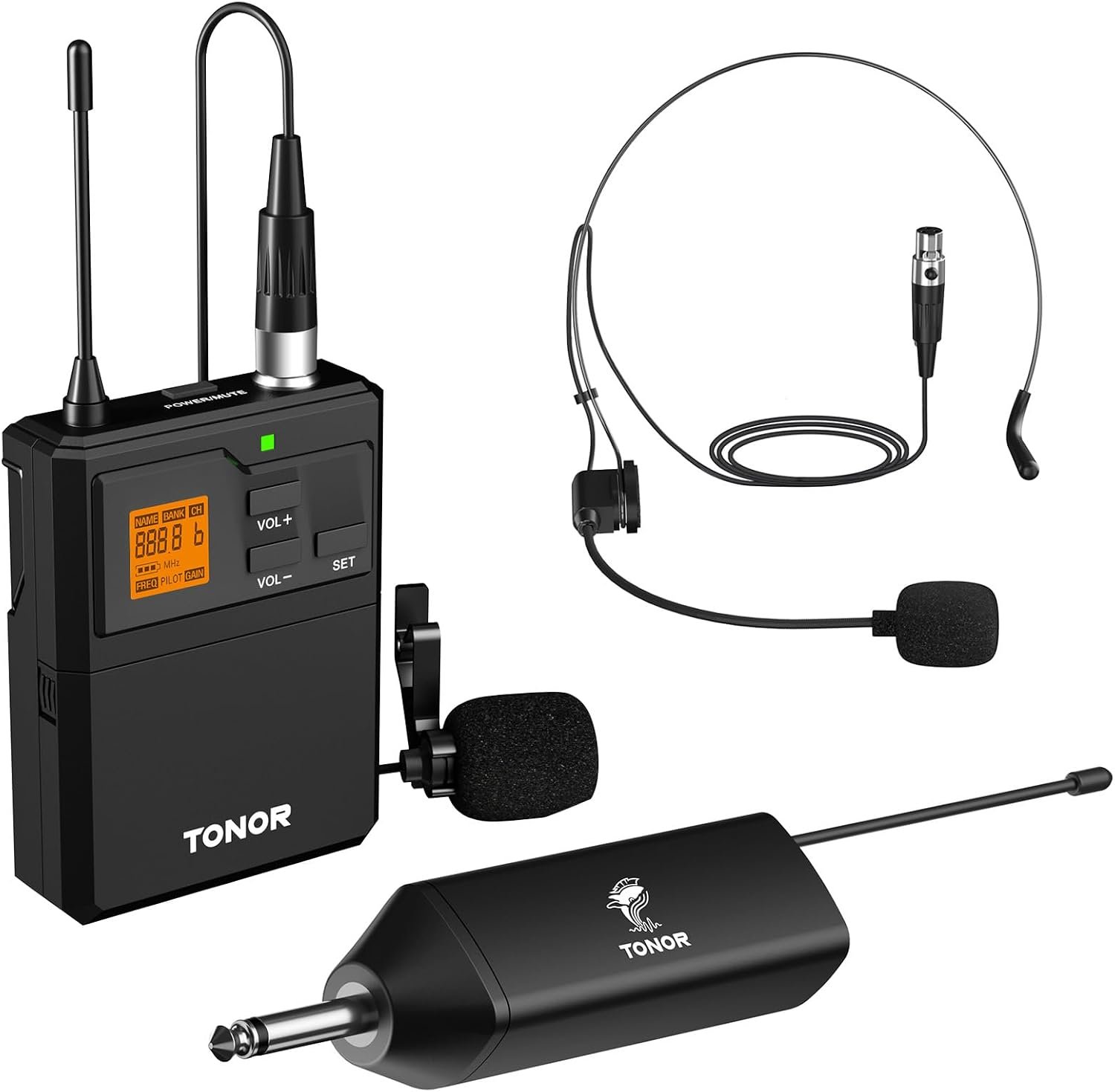 TONOR UHF Wireless Microphone System, 1 Set of Bodypack & Lavalier Mic