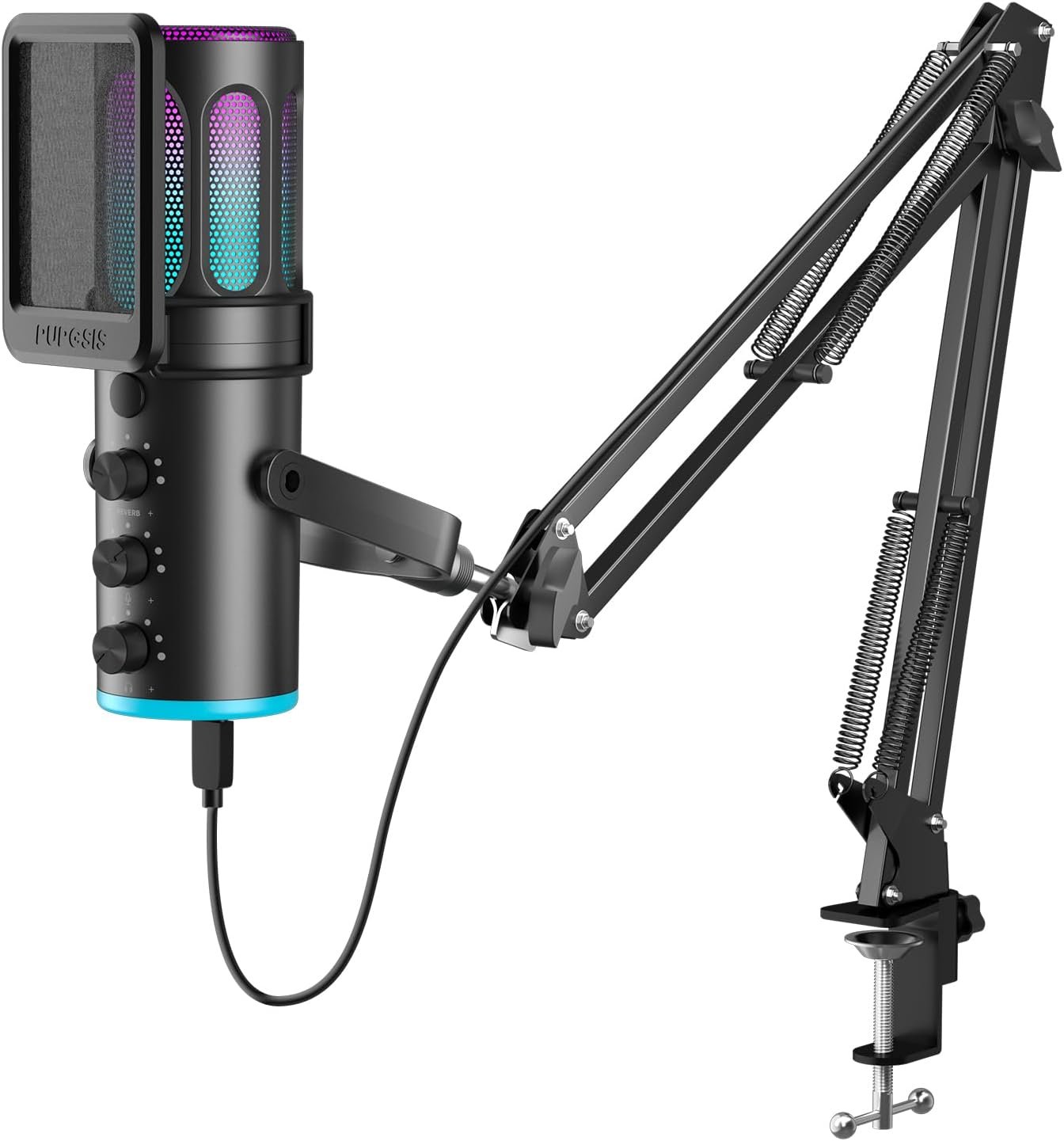 PUPGSIS Gaming Microphone for PC, USB Condenser Mic for Phone/Mac and PS4/5
