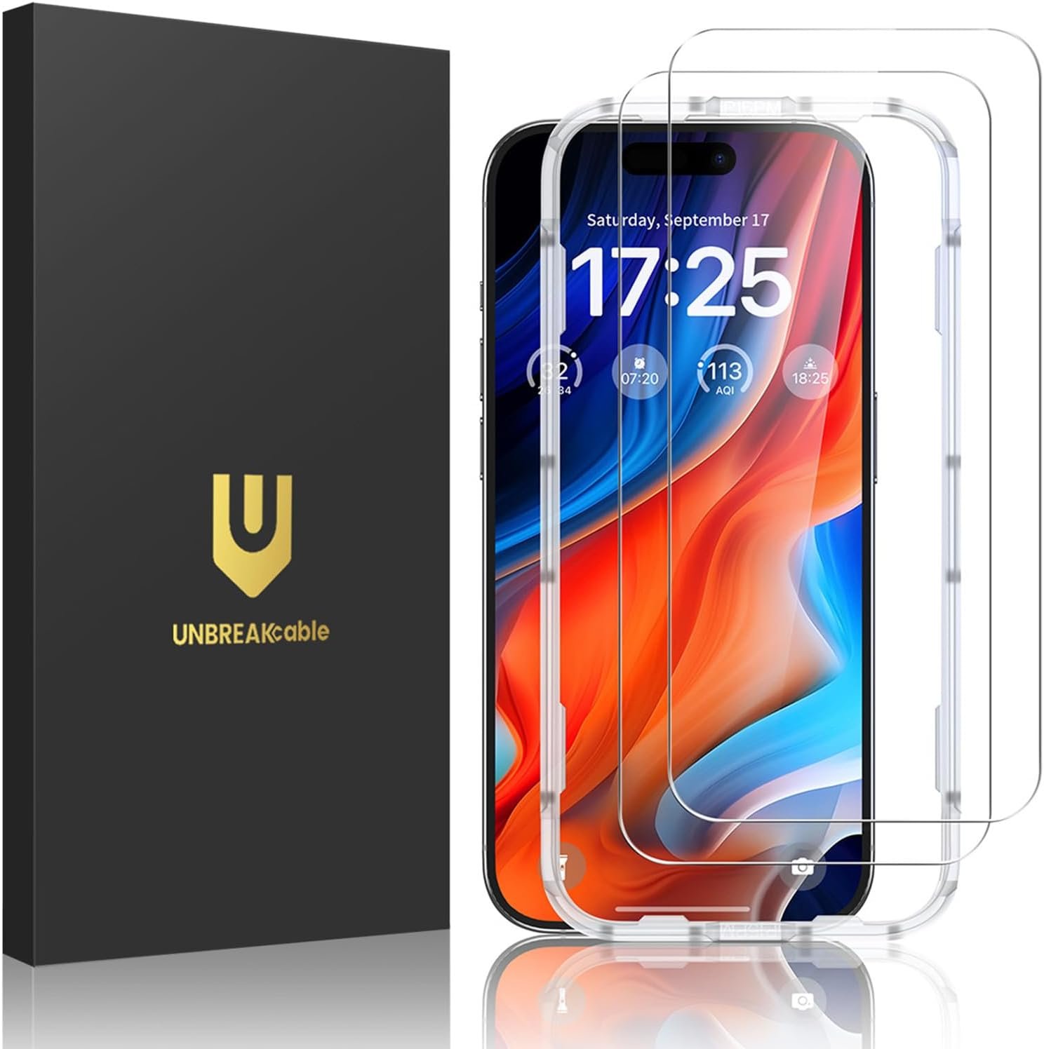 UNBREAKcable 2-Pack Screen Protector for iPhone 16 Pro Max Tempered Glass