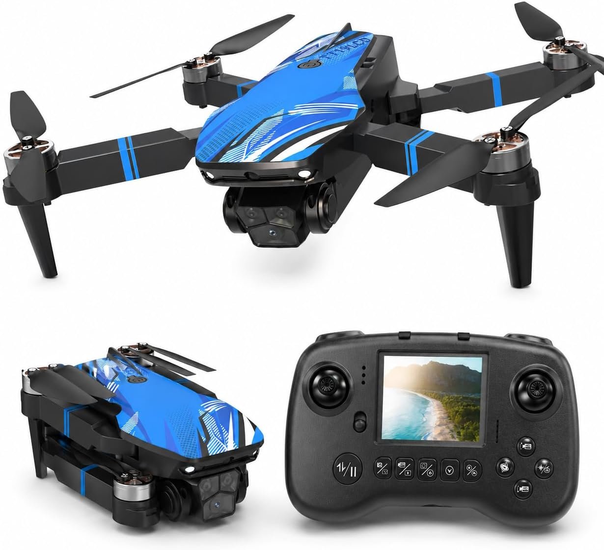 FPV Drone with Camera for Adults LCD Screen RC Foldable Mini Drones for Kids Beginners, Brushless Motor 270° Obstacle Avoidance, Support 32G SD Card MAX Under 250G Gift for the Children Boys and Girls