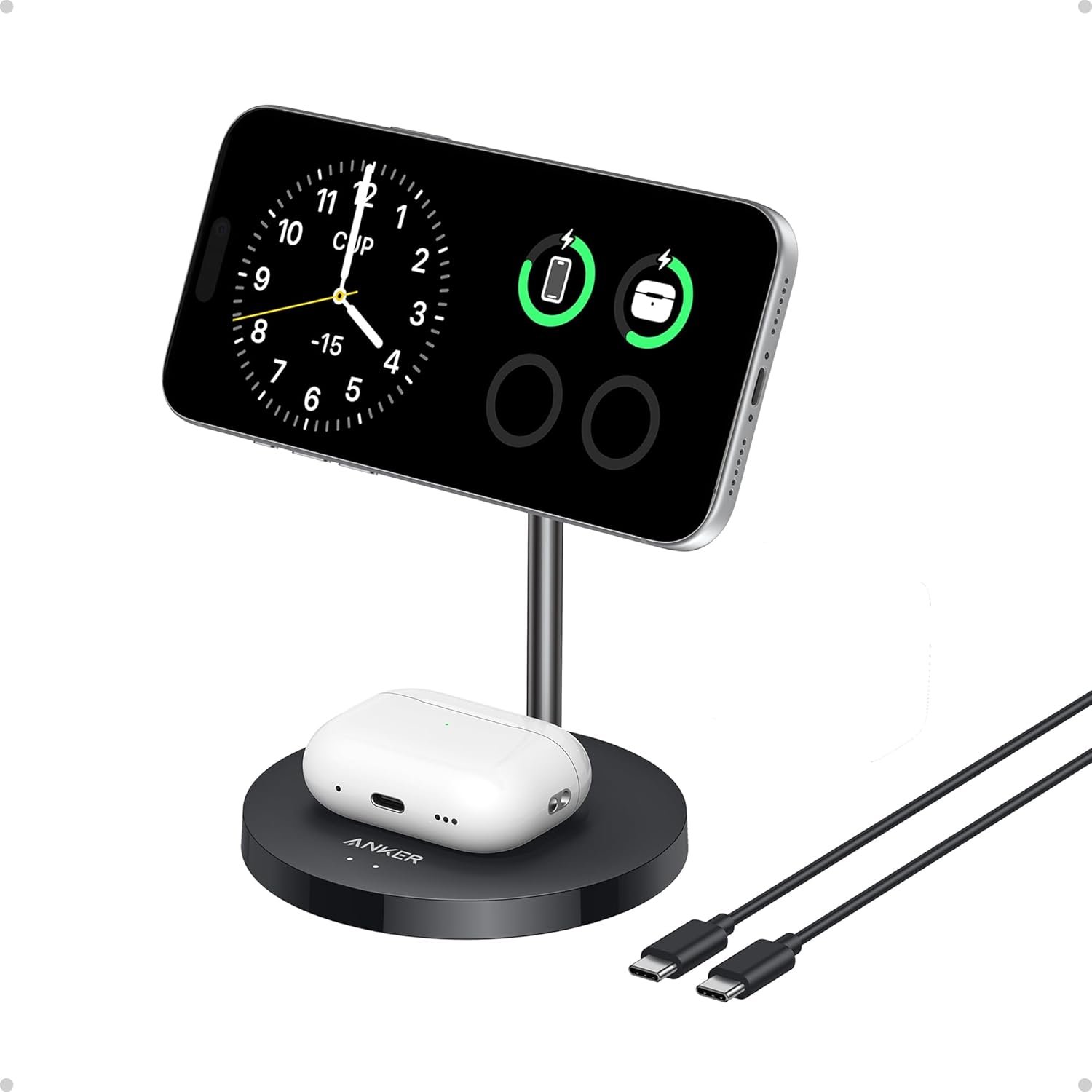 Anker MagGo 2-in-1 MagSafe Compatible Qi2 15W Wireless Charging Stand
