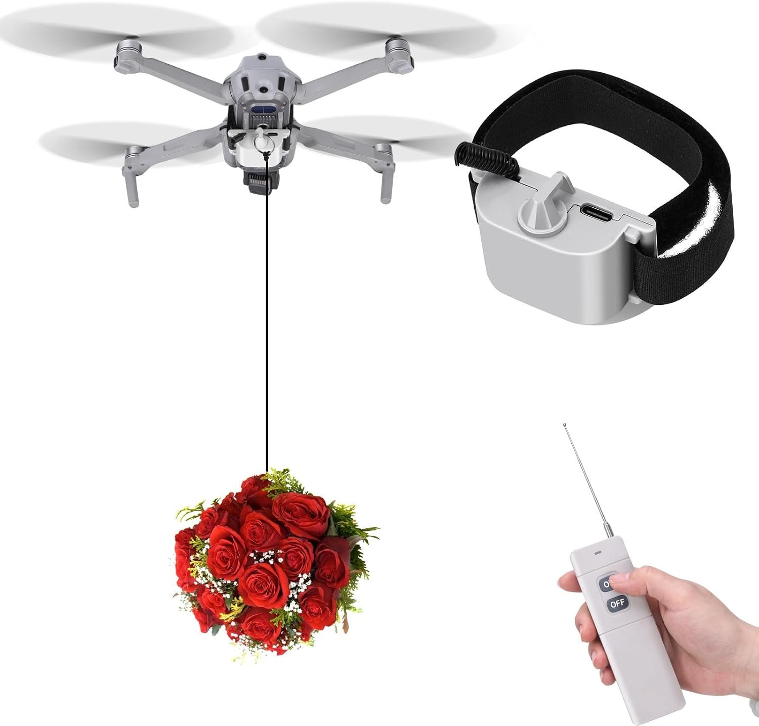 Universal payload delivery system for drone Release Device, Payload Clip, Airdropper, Throwing Fish Bait Delivery Device , Drone Accessories, For DJI Mavic Mini 4 Pro, Mini 3, Mini 2, Air 2, Air 2S, Air 3, Mavic 3, Mavic4,Mavic 2, Spark ,Neo,FIiP,Avata drone (Airdrop Device)