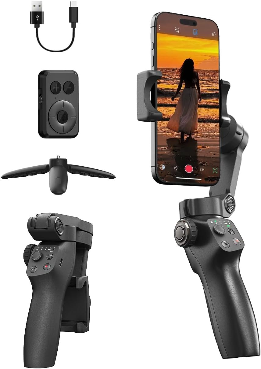 CM8 3-Axis Phone Gimbal Stabilizer for iPhone & Android, Black