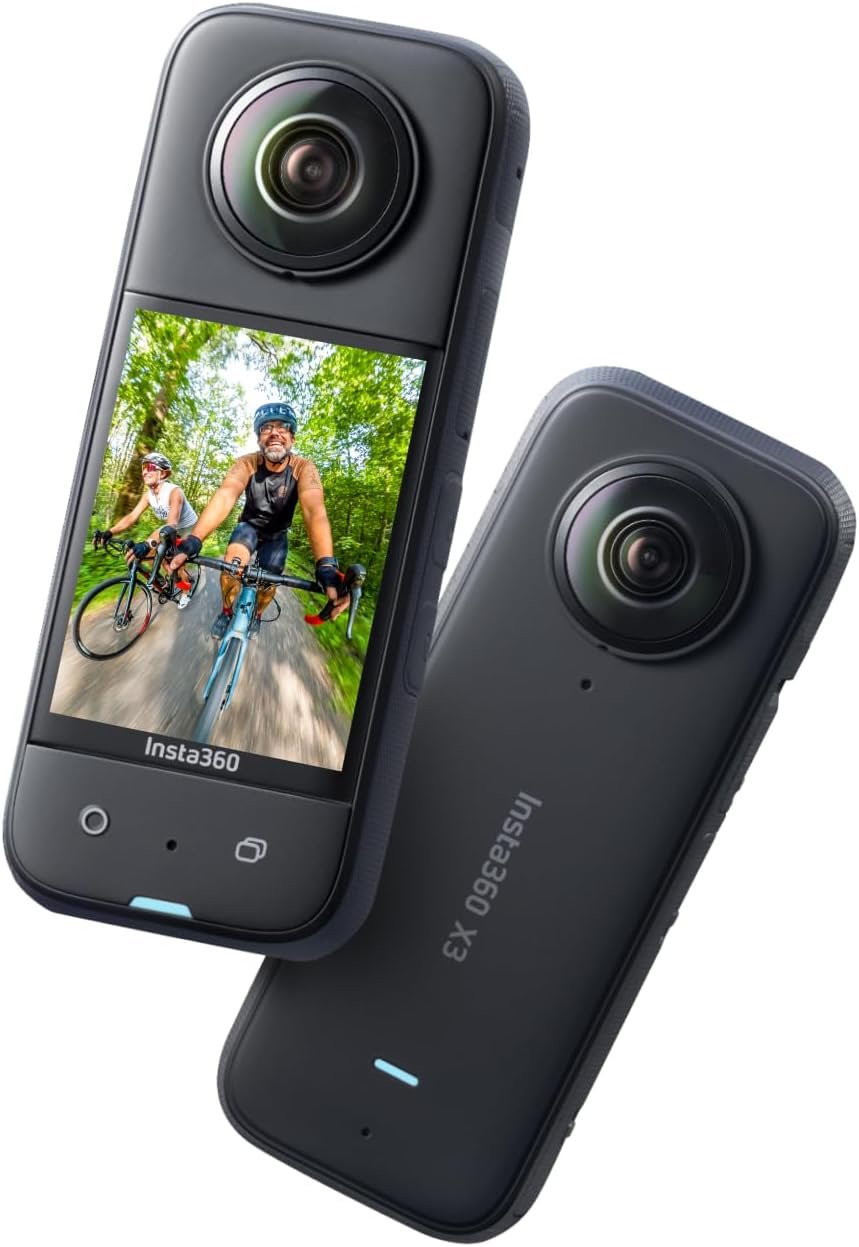 Insta360 X3, 360 Action Camera with 5.7K 360 Active HDR Video, 4K Single-Lens Camera, Waterproof, FlowState Stabilization, 2.29″ Touchscreen, AI Editing, for Motorcycle, Wintersports and Vlogging