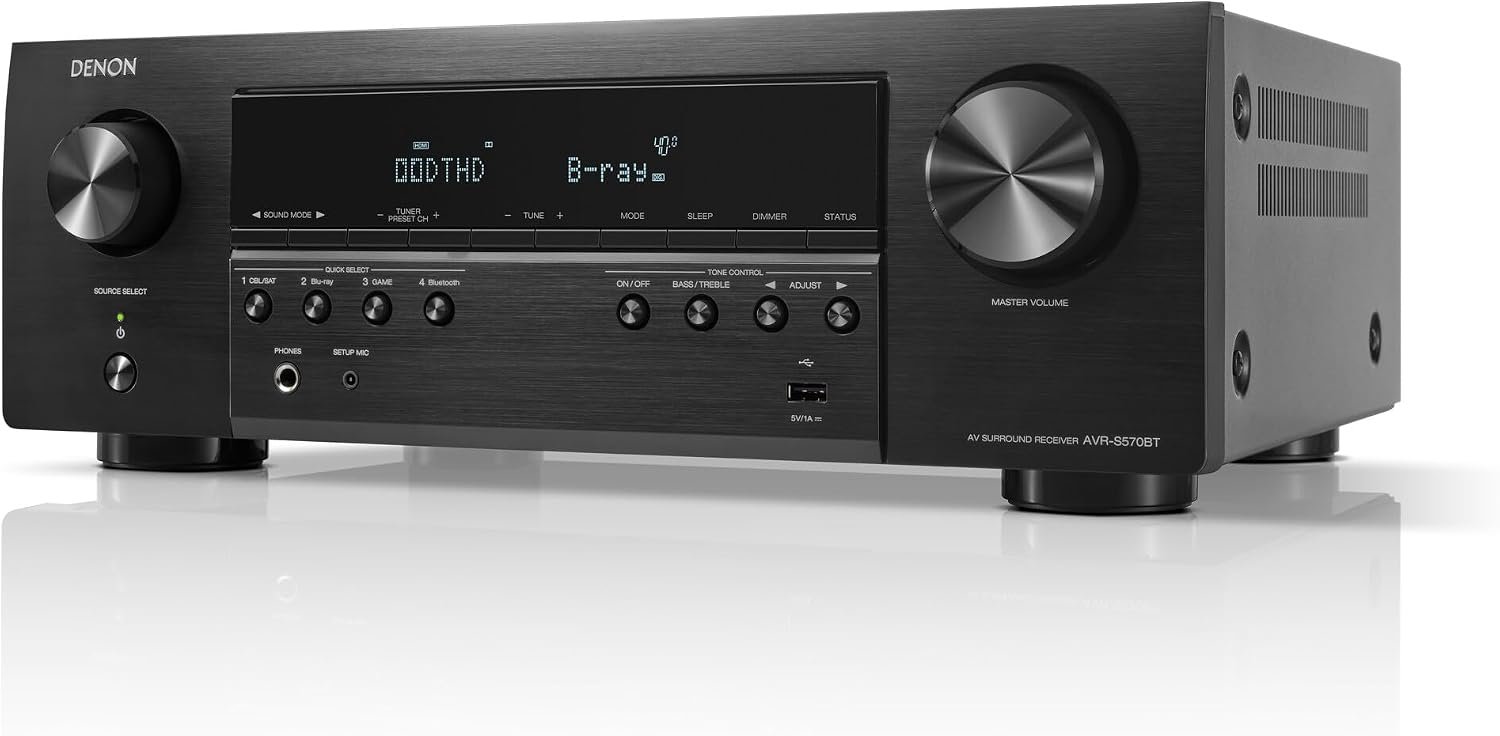 Denon AVR-S570BT 5.2 Channel AV Receiver – 8K Ultra HD Audio & Video