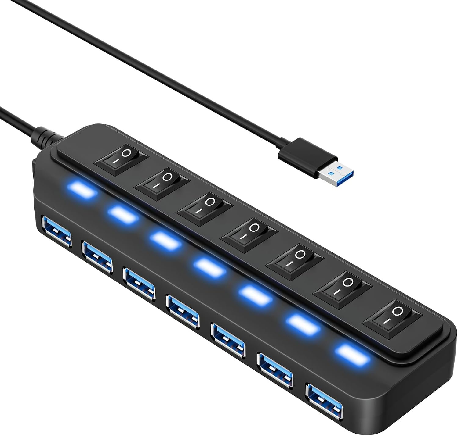 WIRWTRU USB Hub 7 Port,USB 3.0 Hub Splitter for Office,Home,School