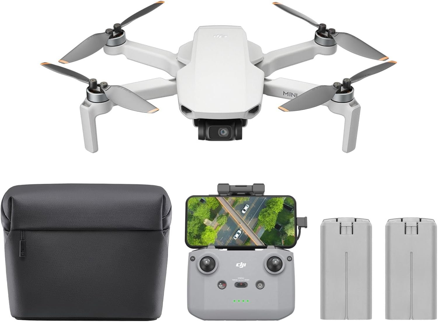 DJI Mini 4K Camera Drone Combo, Drone with 4K UHD Camera for Adults, Under 249 g, 3-Axis Gimbal Stabilization, 10km Video Transmission, Auto Return, 2 Batteries for 62-Min Max Flight Time, QuickShots
