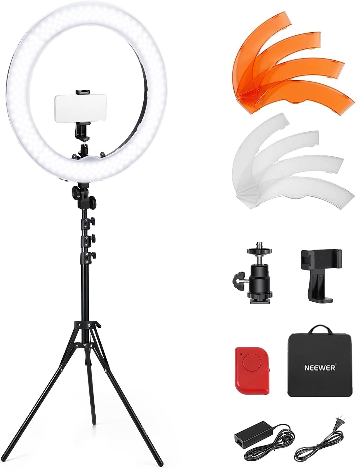 NEEWER 55W 18″/45cm Ring Light Kit [New Version], with Tripod Stand, RL-18