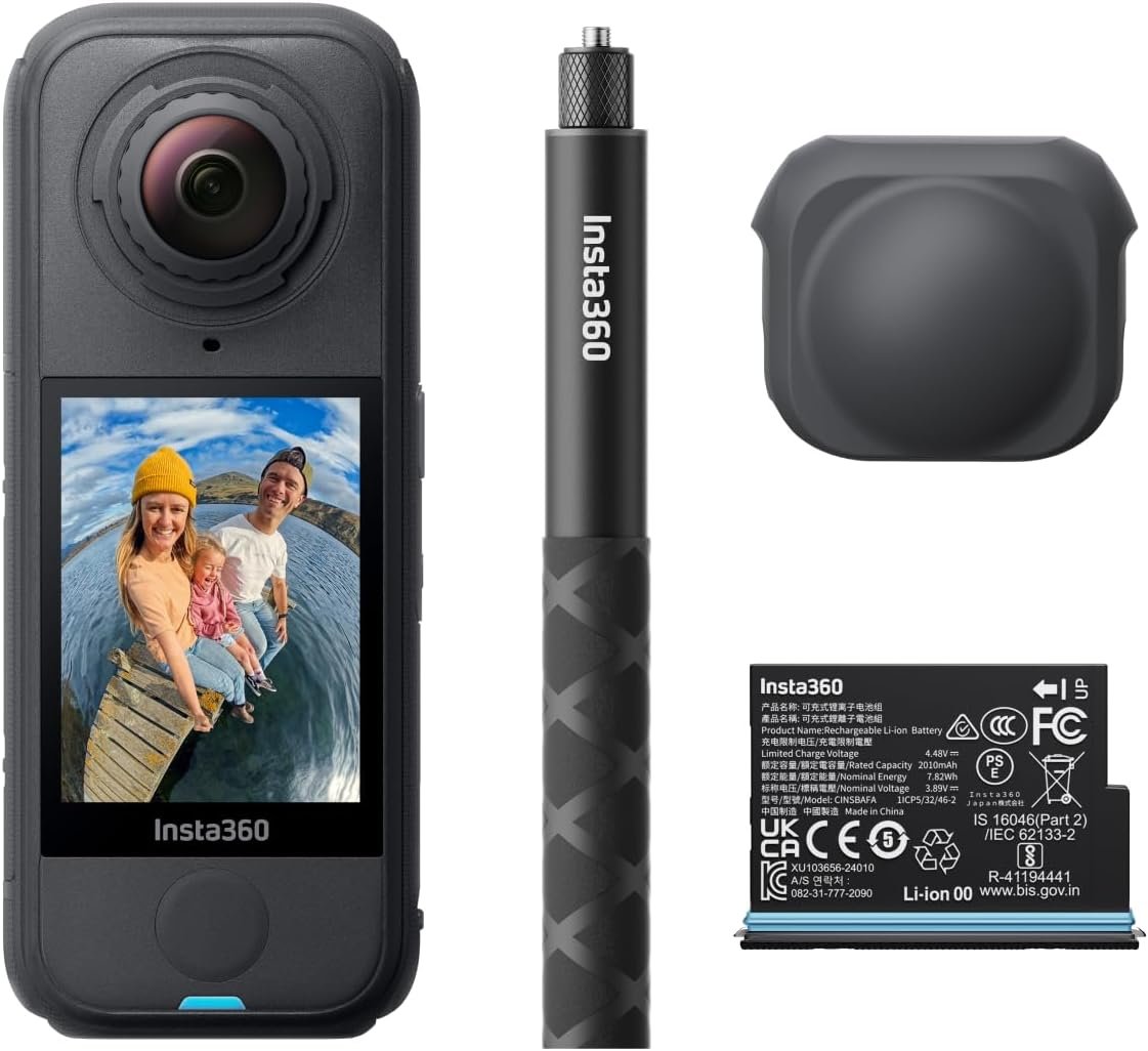 Insta360 X4 Air Starter Bundle – Lightweight 165g 8K 360 Camera, Invisible Selfie Stick, Replaceable Lenses, Shoot First & Frame Later, Built-in Wind Guard, FlowState Stabilization, AI-Powered App
