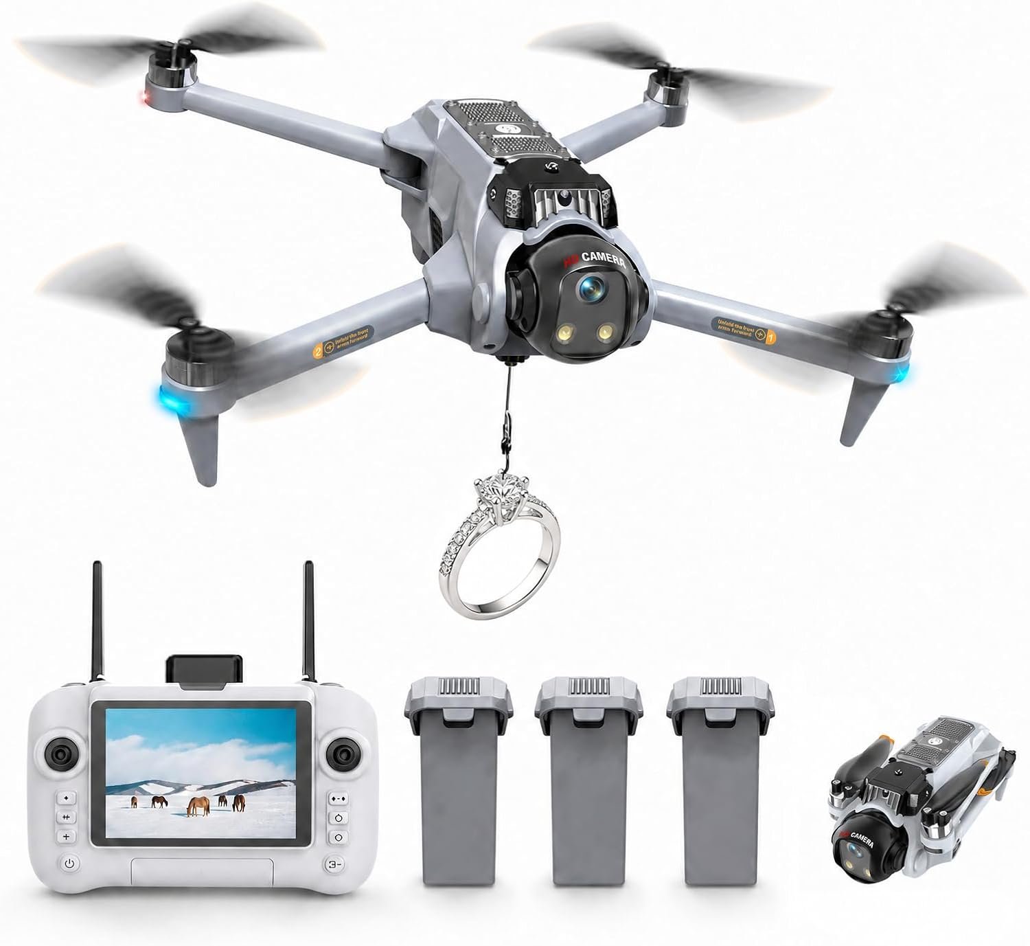 GPS Drones with Camera for Adults 4K EIS, Foldable 5G RC Camera Drones