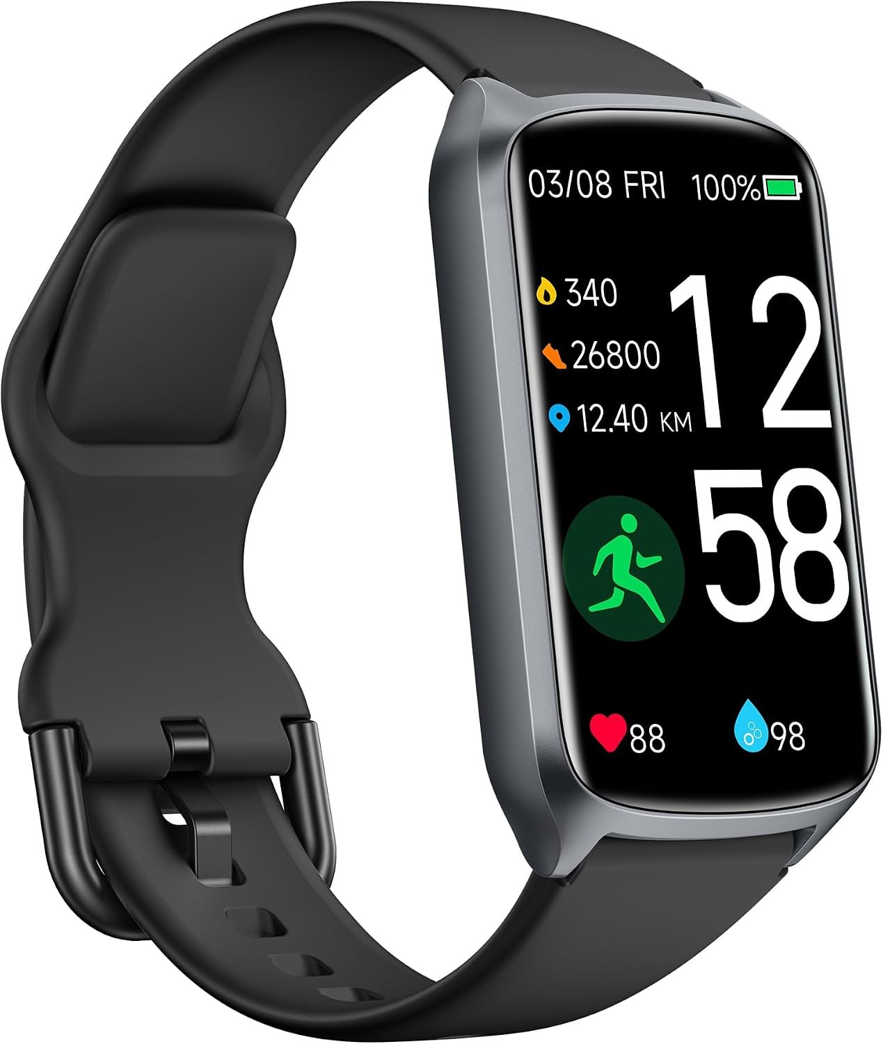 Amzhero Health Fitness Tracker with 24/7 Heart Rate, Blood Oxygen, Blood Pressure, Sleep Tracker, 5ATM Waterproof Activity Trackers with Step Tracker, Pedometer (S & L Bands Included)