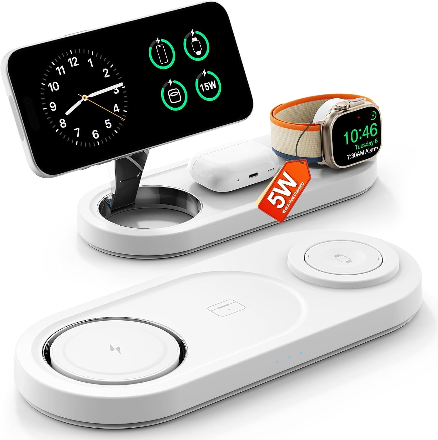 Foldable 3 in 1 Wireless Charging Station for Apple Magsafe Charger Stand