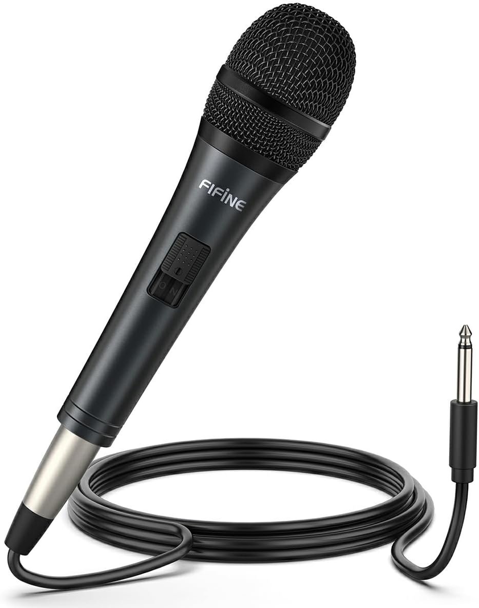 FIFINE K6 Karaoke Microphone with 1/4” Plug, Dynamic Vocal Mic for Singing
