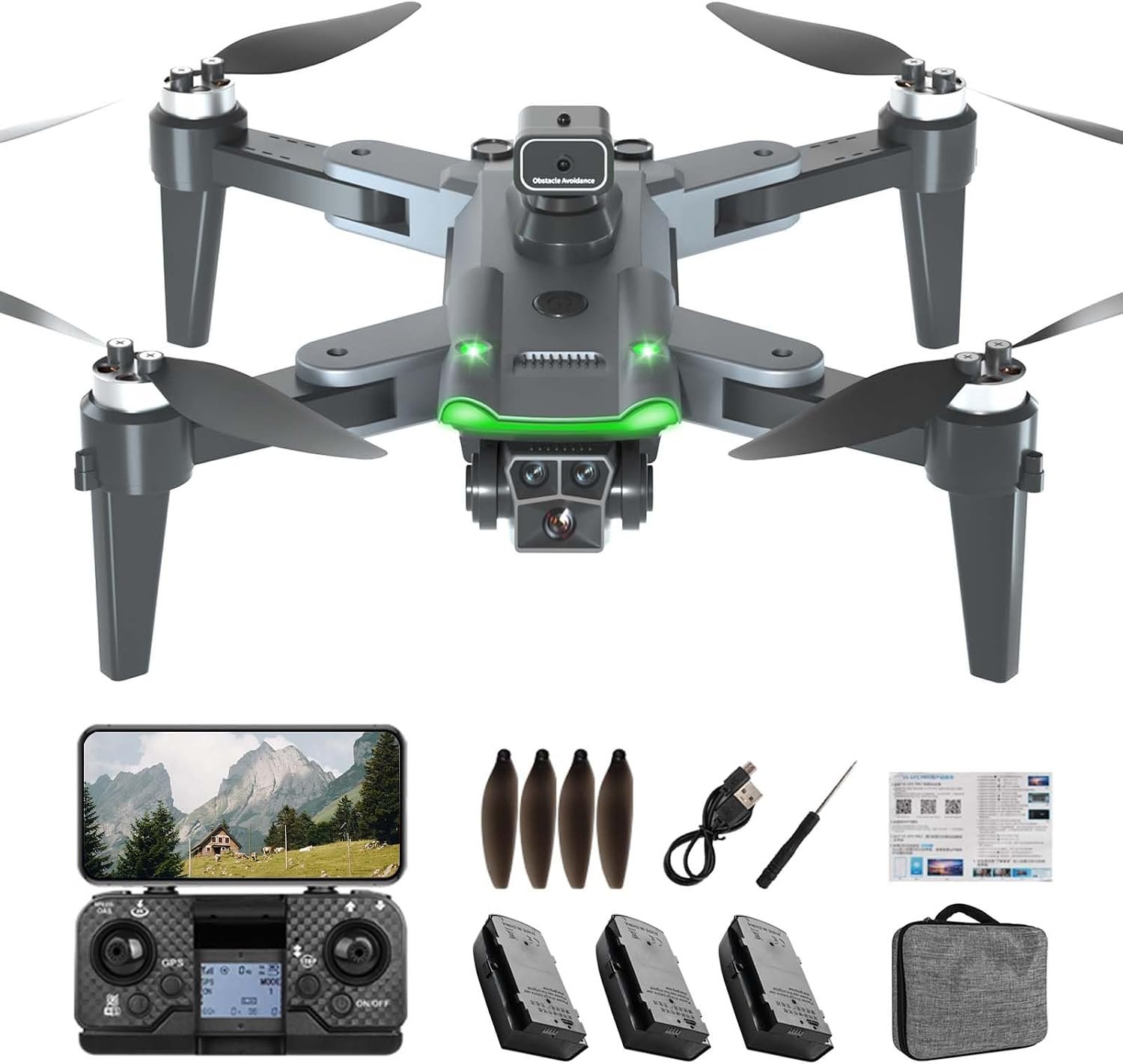 Drone with 4K Camera for Adults, 60min Flight, GPS Auto Return—S166