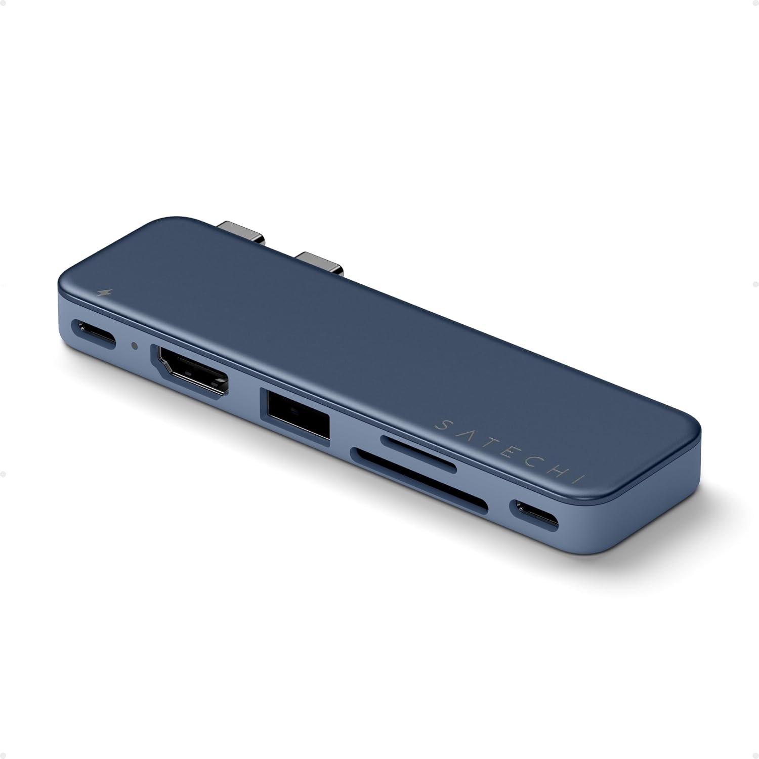 Satechi 6-in-2 USB-C Snap Hub, 4K/60Hz HDMI, for MacBook Neo, Indigo