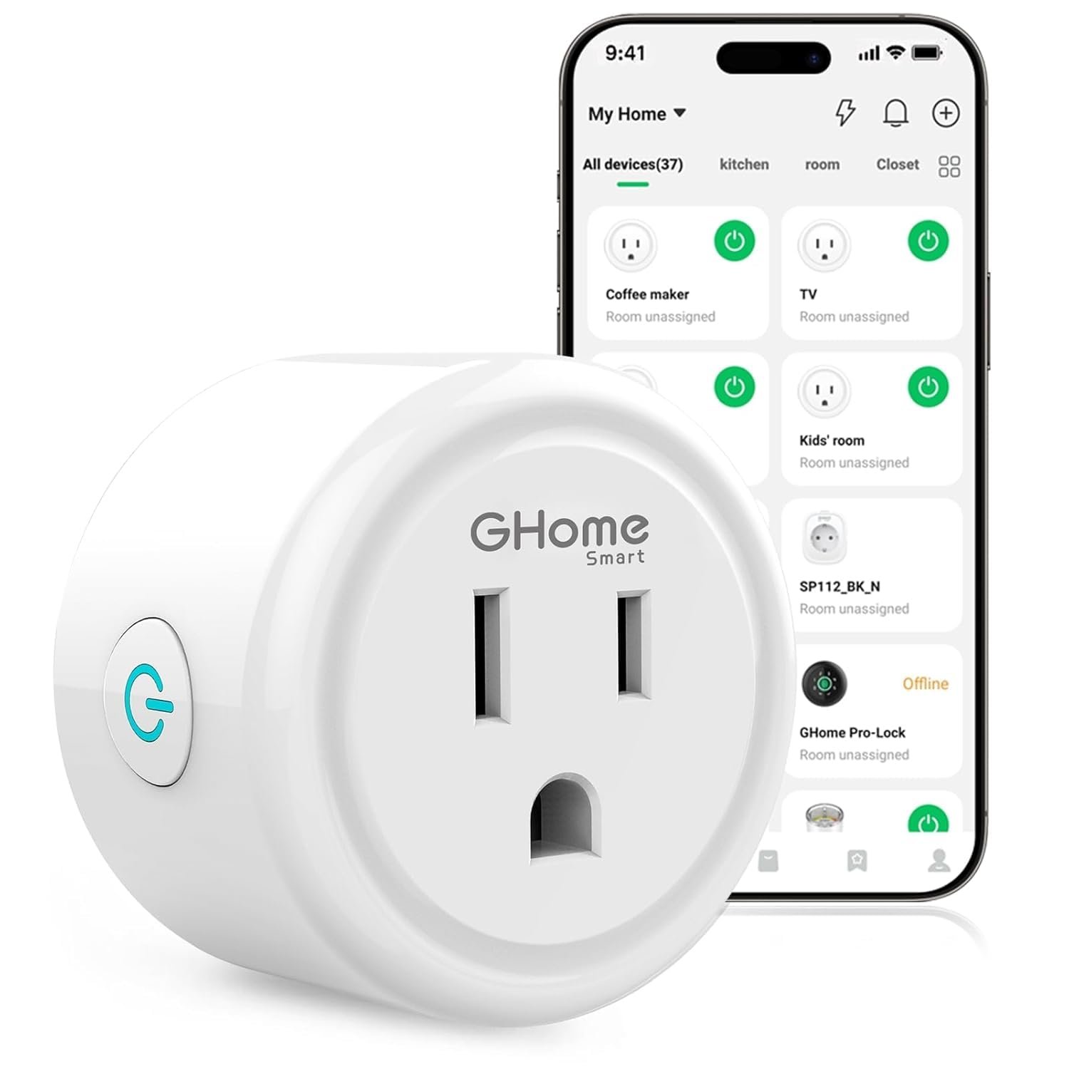 GHome Smart Plug, WiFi Smart Plugs that Work with Alexa and Google Home