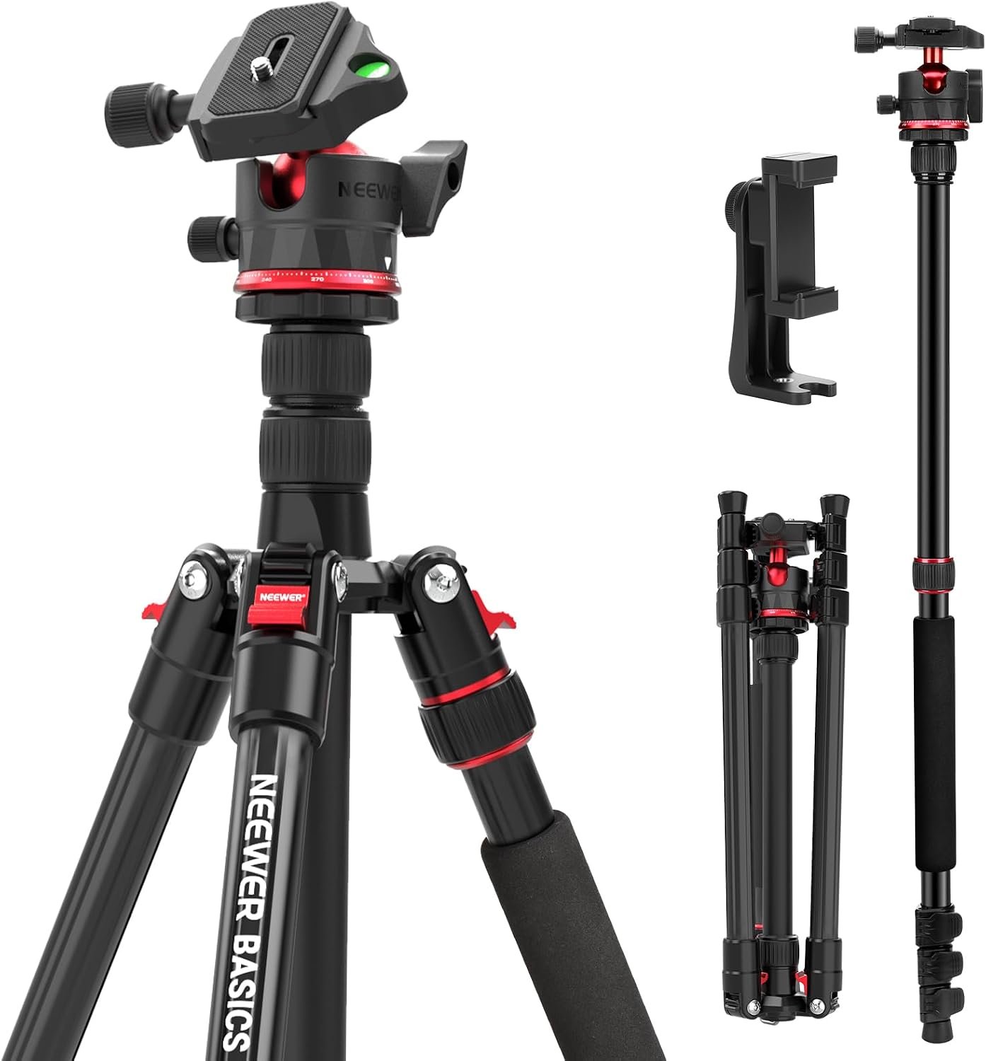 NEEWER Basics TP14B 72″ / 182 cm Compact Travel Tripod Monopod for Camera