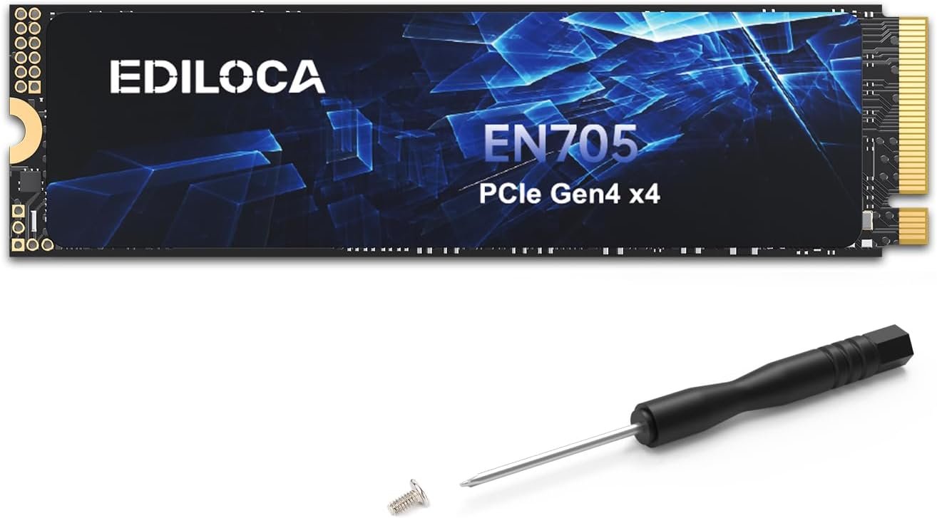 Ediloca 500GB SSD NVMe M.2 2280 PCIe Gen4 x4 Internal Solid State Drive for PS5, Gaming PC and Laptop, Up to 4300MB/s, with Dynamic SLC Cache (EN705)