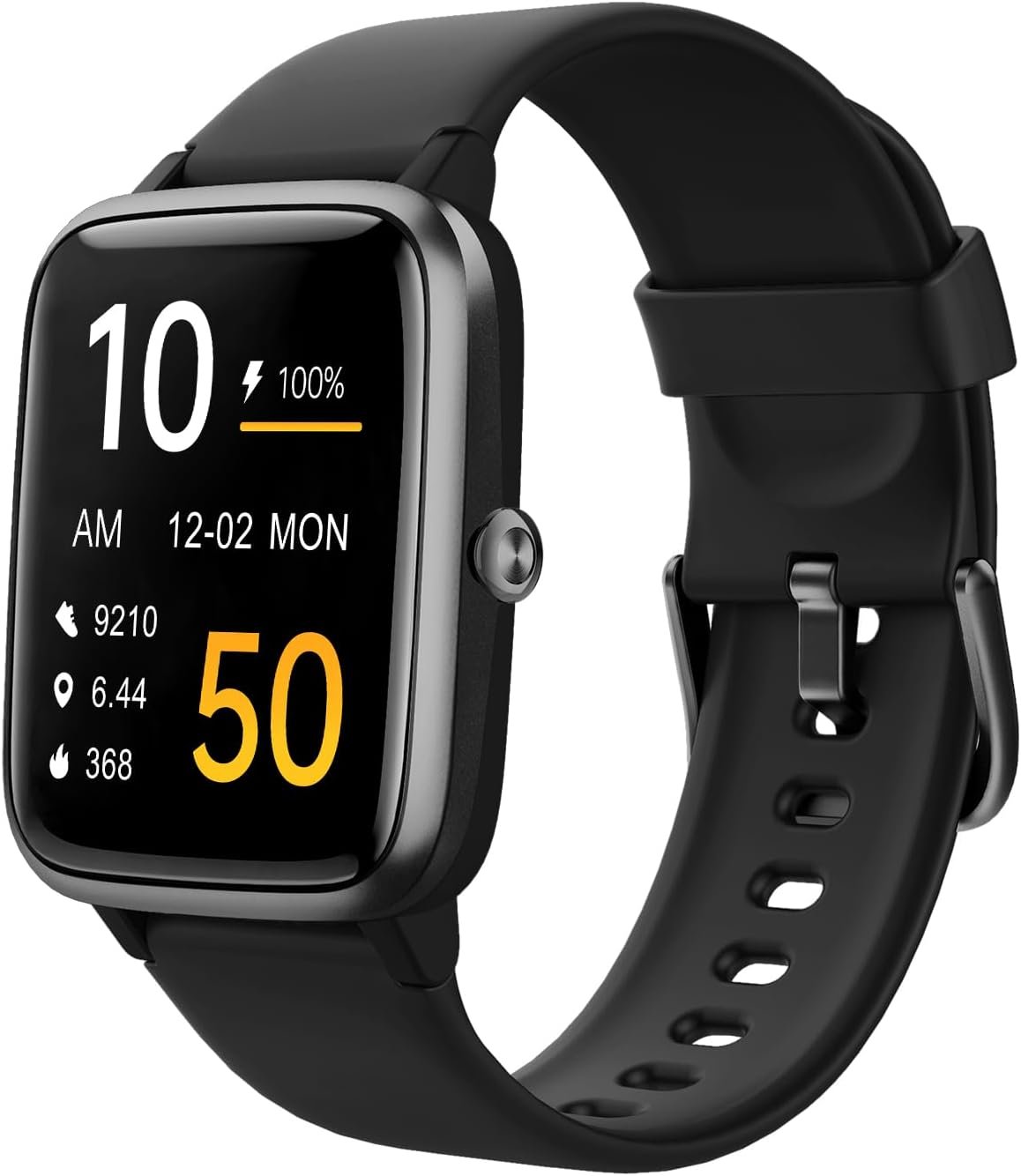 Fitness Tracker Fitness Watches for Women Men (Make/Answer Calls), 1.85″ Smart Watch for iPhone/Android Phones, Heart Rate/Sleep Monitor Steps Tracker Watch Pedometer IP68 Waterproof (Dark Black)