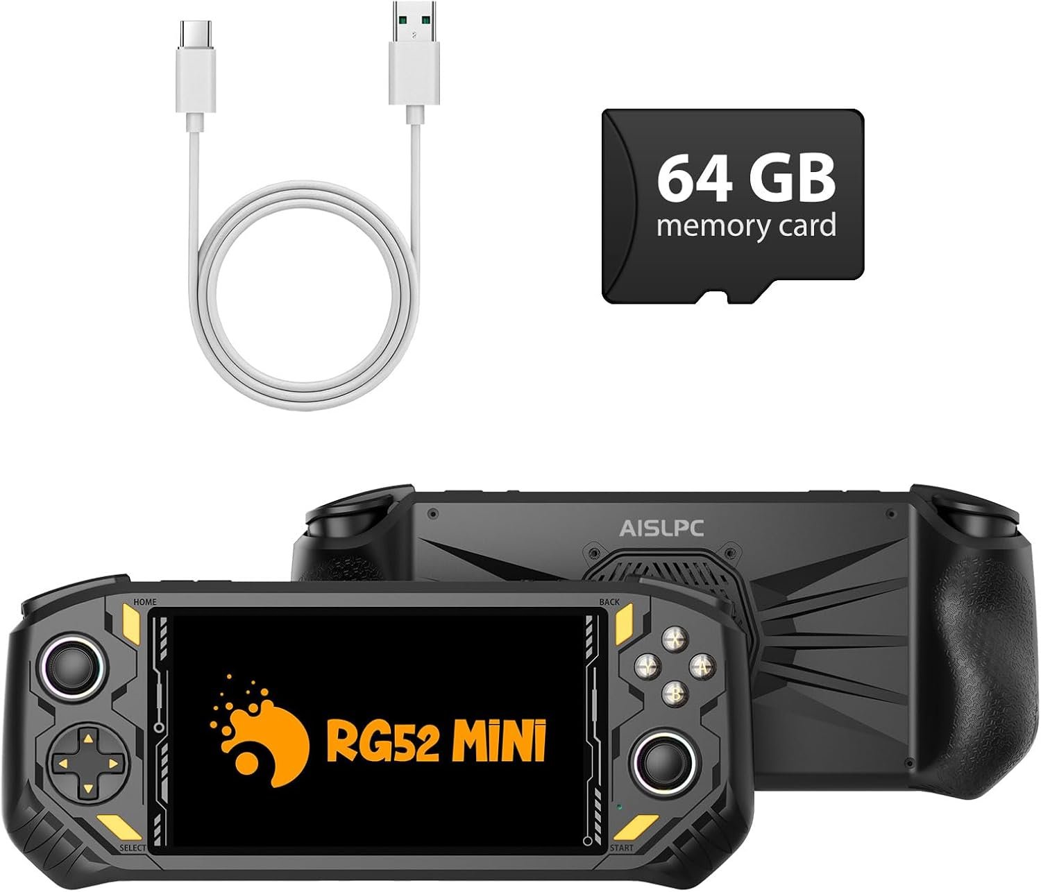 RG52MINI Retro Handheld Game Console, 5.5 Inch IPS Screen, Portable Dual System, 64GB Support 30+ Emulator&22000+ Classic Games, WiFi Networked Fighting, HDMI TV Output, 5000mAh Battery(Black 64GB)