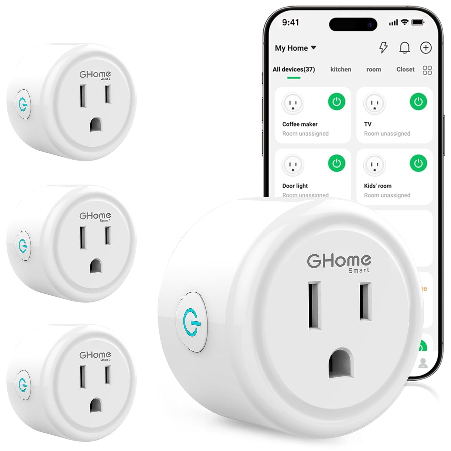 GHome Smart Plug, WiFi Smart Plugs that Work with Alexa and Google Home