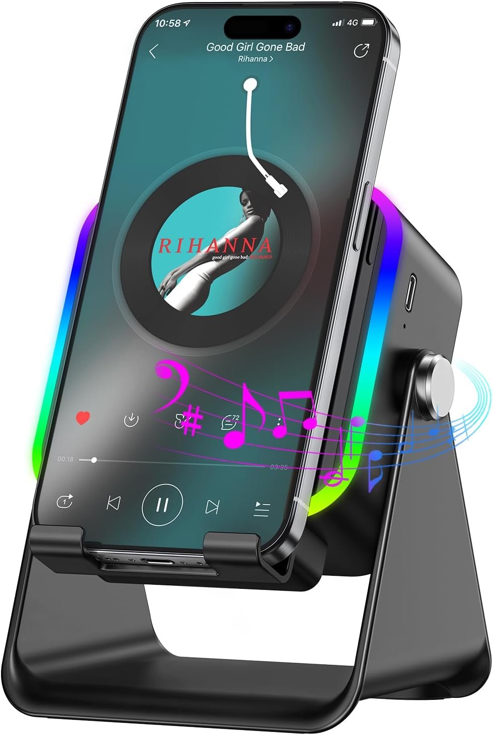 MILOUZ Wireless Induction Speaker 5-in-1 Bluetooth Speaker with Phone Stand