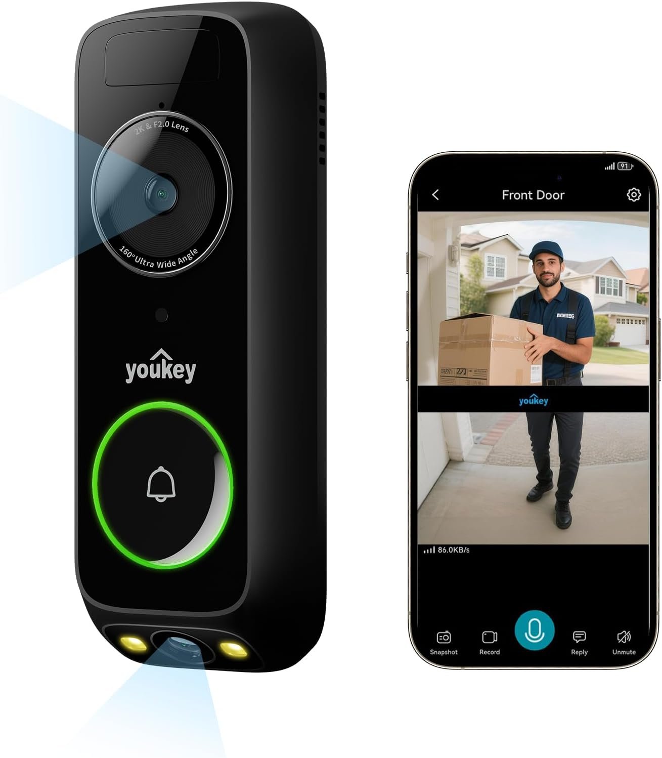 youkey Doorbell Camera Wireless No Subscription with Chime