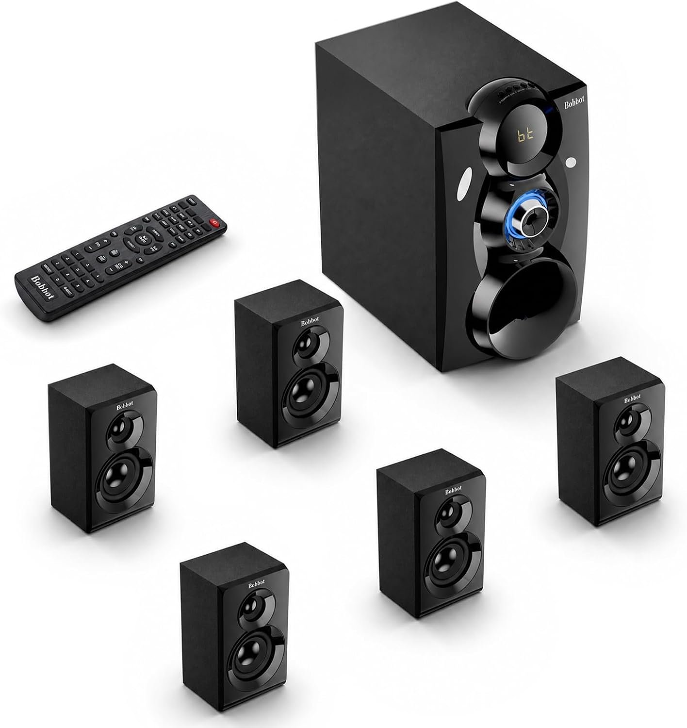 Bobtot Wireless Surround Sound System 1000W Peak Power, 8″ Subwoofer