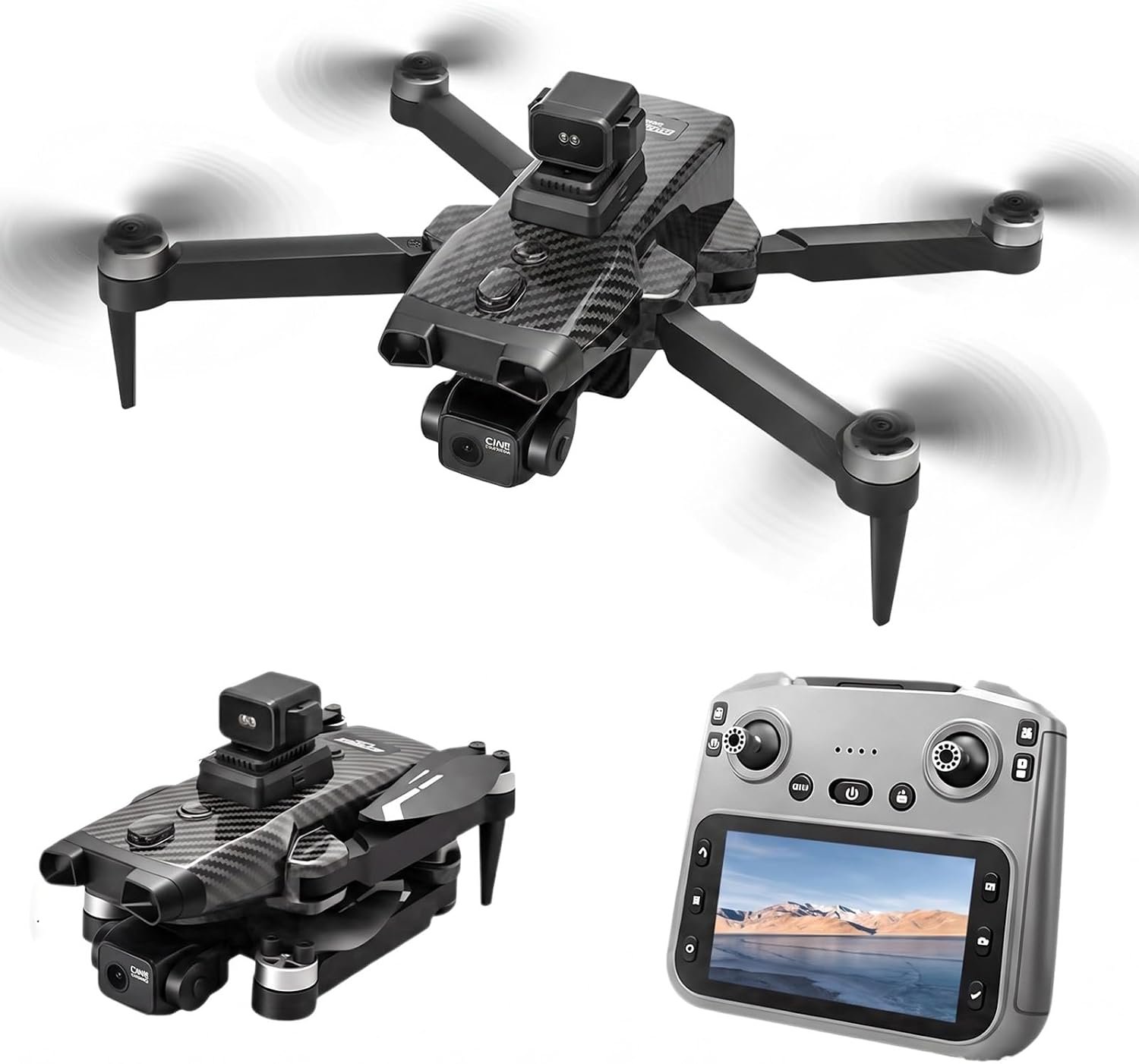 GPS Drone with 4K Camera for Adults, 3-Axis Gimbal Drone 4K, Dual Camera , 360-Degree Obstacle Avoidance, 4.3 Inch Screen on Controller, Follow Me Drone, Auto Return,40 min flight time， Foldable Under 249g，beginner friendly