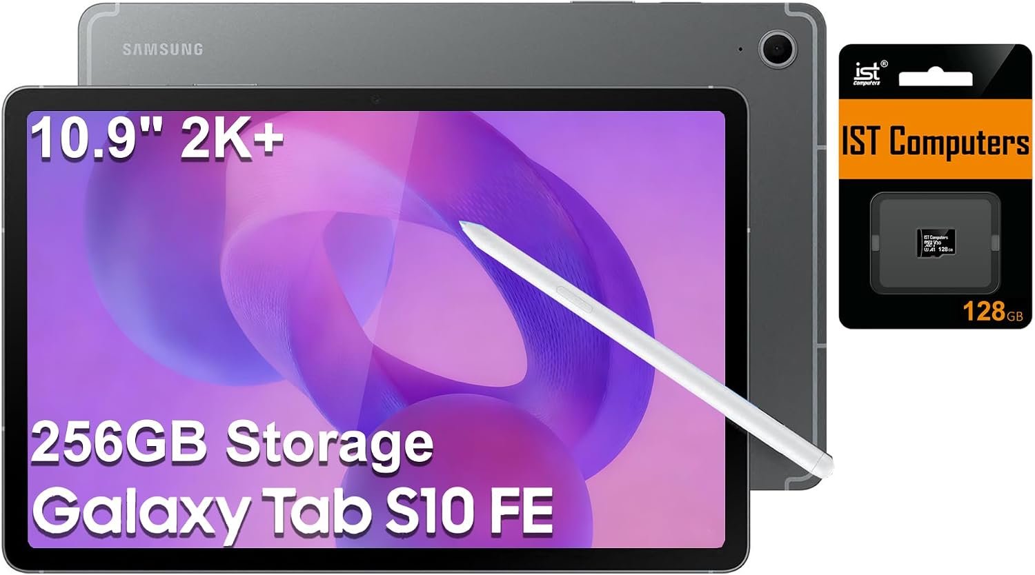 Samsung Galaxy Tab S10 FE Tablet, 10.9″ 2K+, 8GB RAM, 128GB + 128GB SD Card