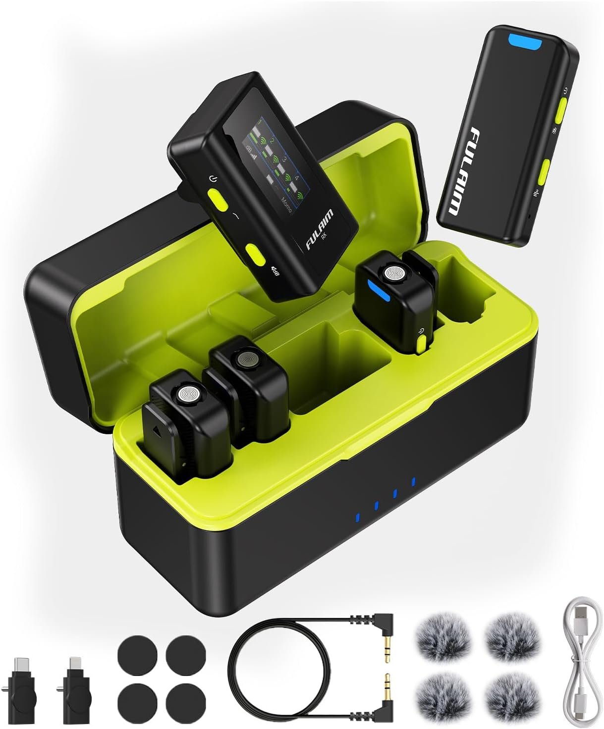 FULAIM X6 Pro Wireless Lavalier Microphones with 4 Transmitter
