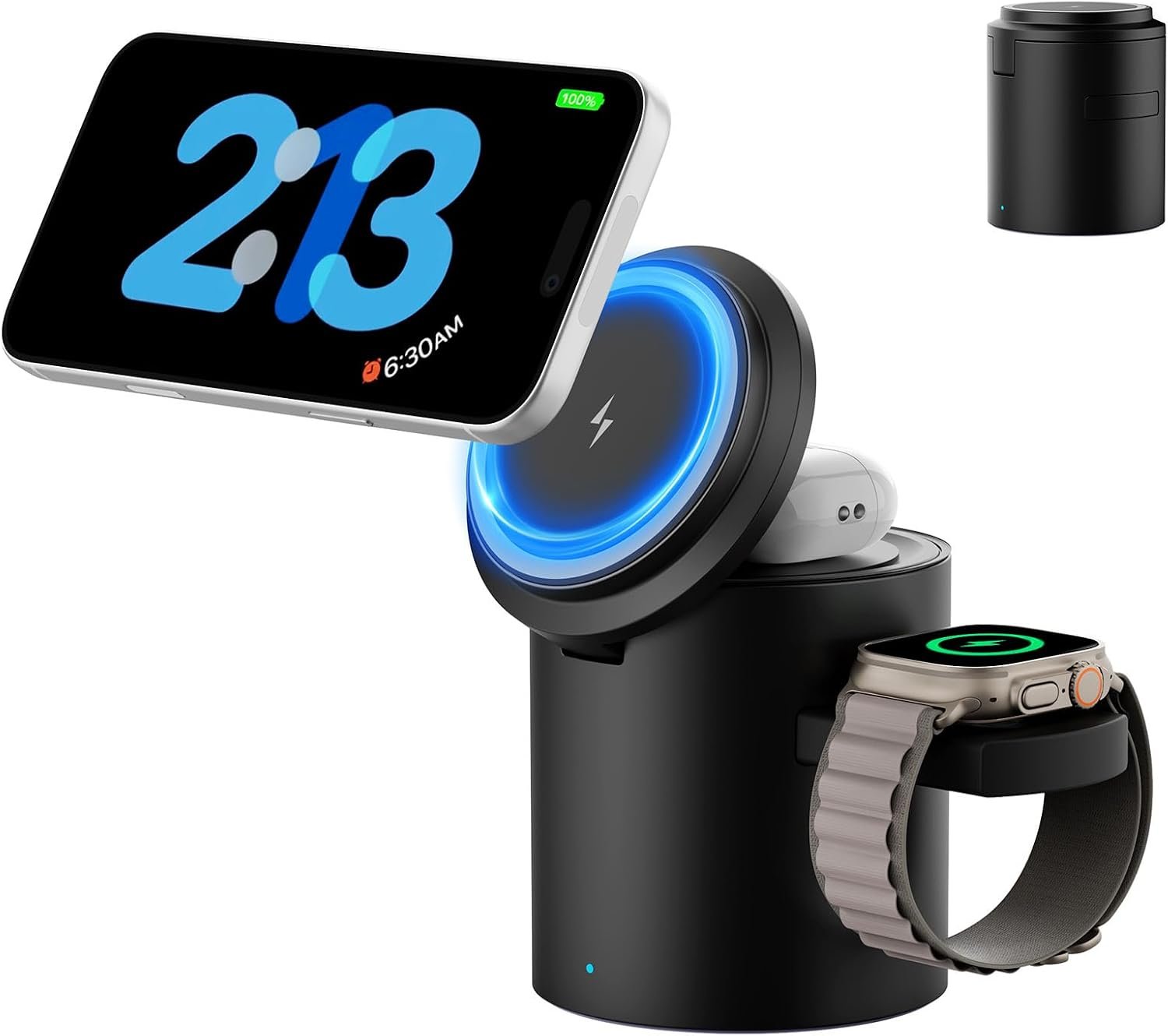 Foldable Magnetic 3 in 1 Wireless Charger Stand for iPhone Watch AirPods