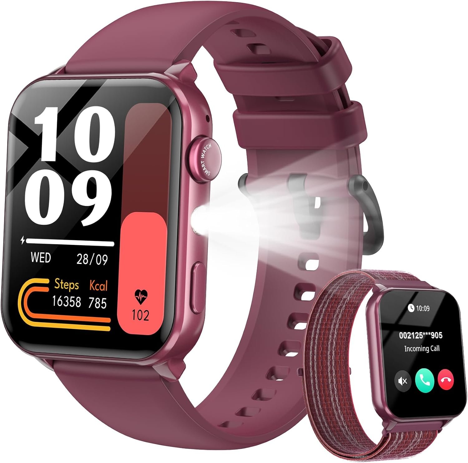 Smart Watch for Women with Flashlight/2 Straps/Heart Rate/Sleep Monitor