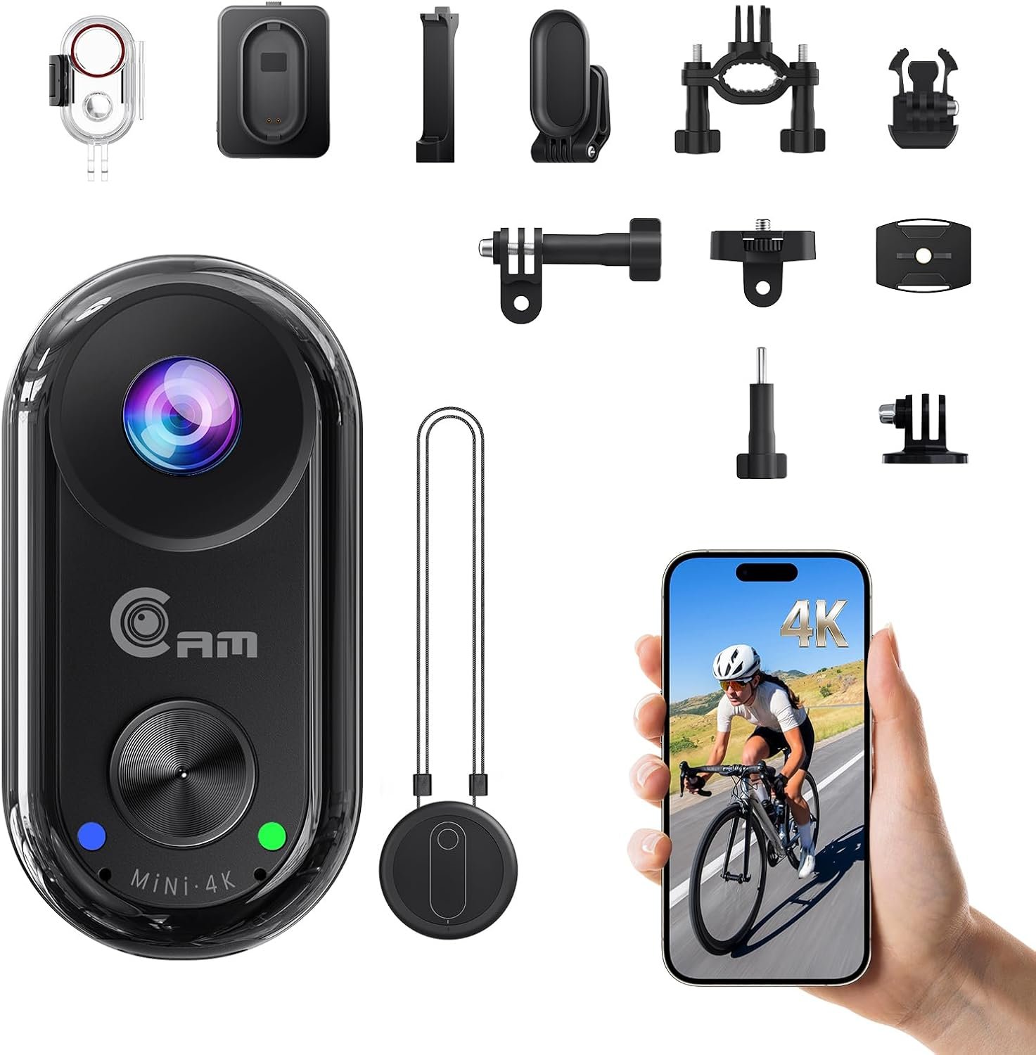 4K Mini Body Camera, Wearable Magnetic Thumb Action Cam with 6-Axis EIS, 40M Waterproof POV Camera for Motorcycle Helmet, Bike Mount & Vlogging (Supports 256GB)