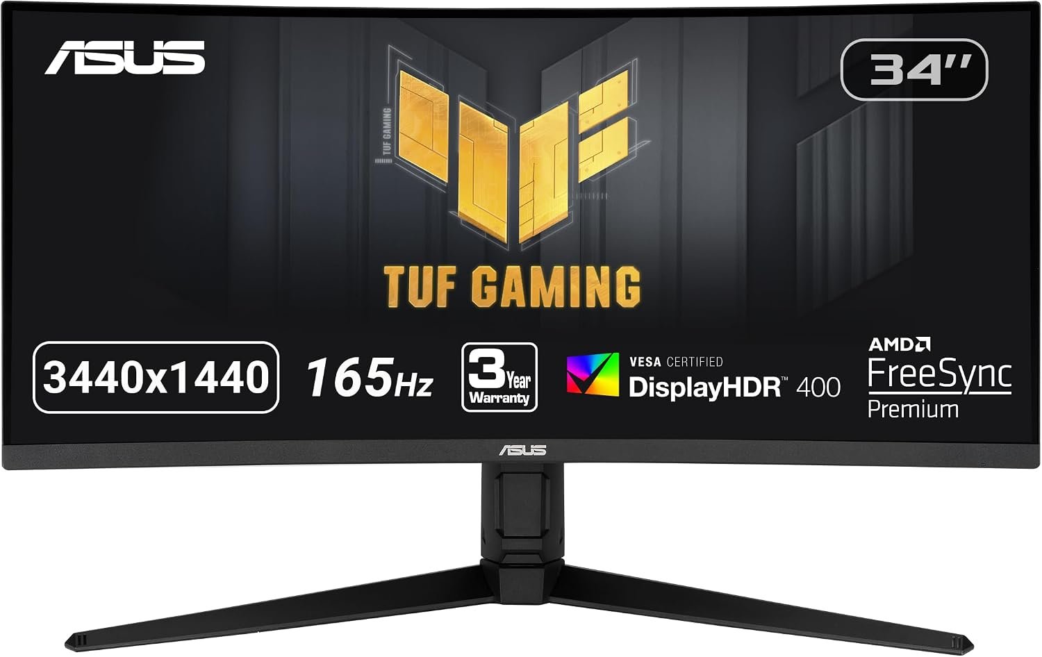 ASUS TUF Gaming VG34VQL1B 34 Inch 1440p 165Hz Ultrawide HDR Gaming Monitor