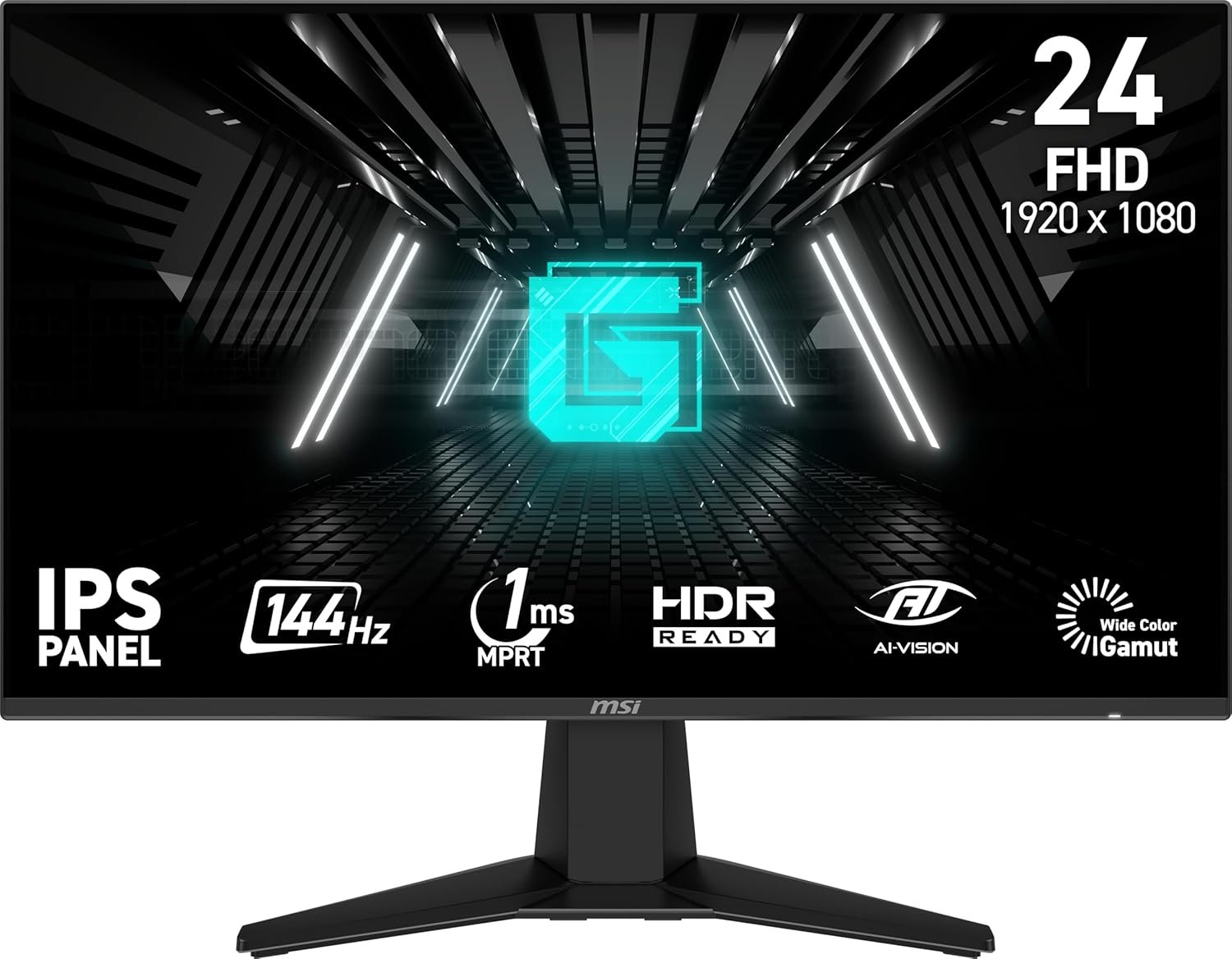 msi G242L E14 24-inch 1920 x 1080 (FHD) Gaming Monitor, 144Hz, AMD FreeSync, HDMI, DisplayPort, VESA, Tilt, Height Adjustable, Speaker, 1ms, Black
