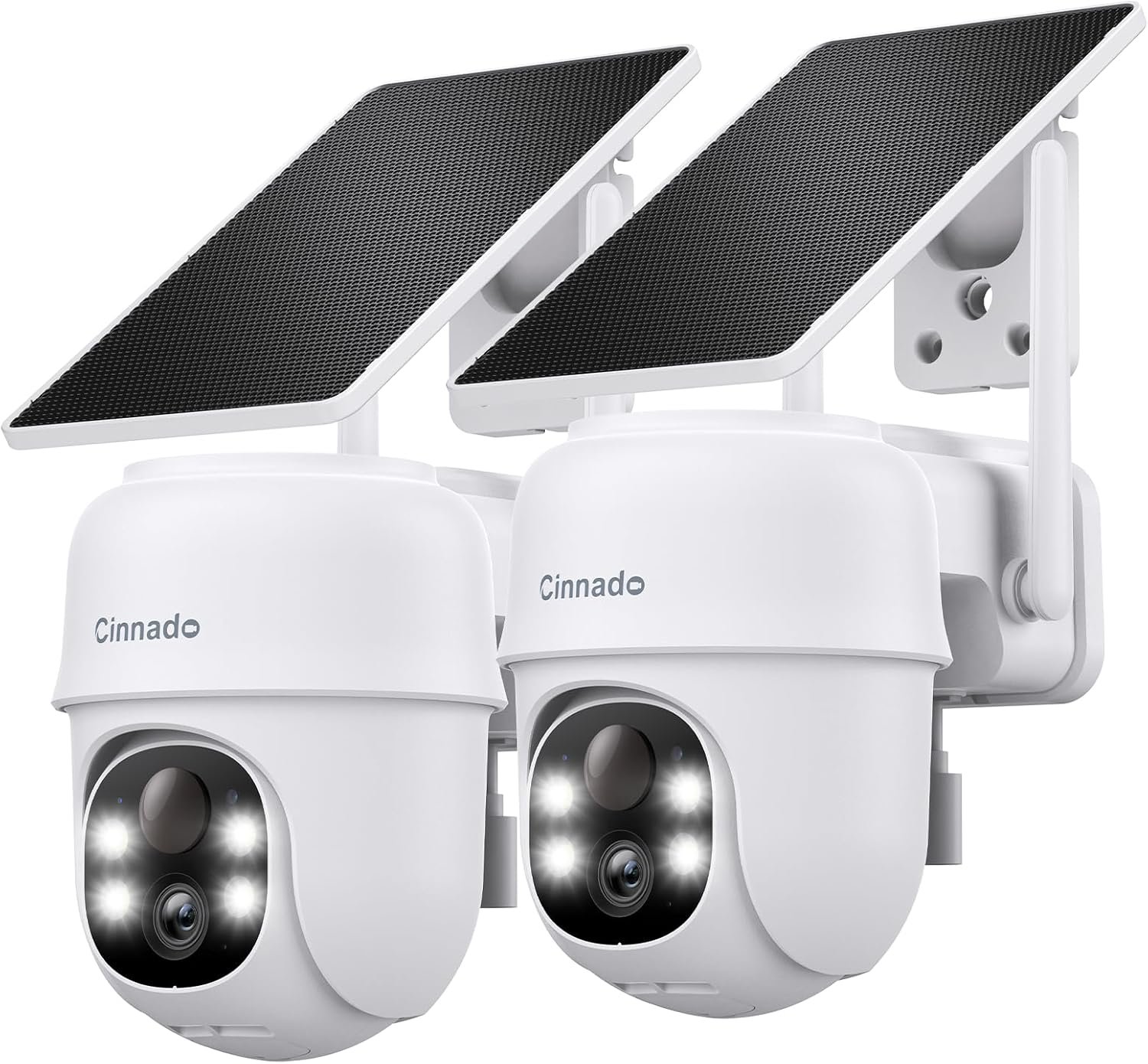 Cinnado 2K Solar Wireless Outdoor Cameras for Home Security White B6 2Pack