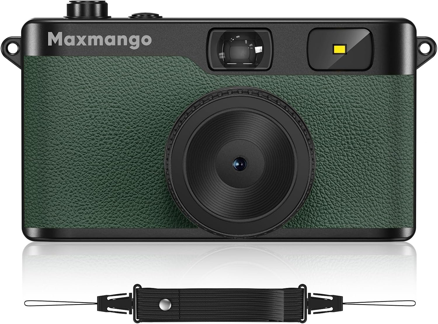 Maxmango D53 Vintage Digital Camera – Retro Digital Camera 12MP Screenless Vintage Camera Disposable Camera Replacement Includes 8GB SD Card Green