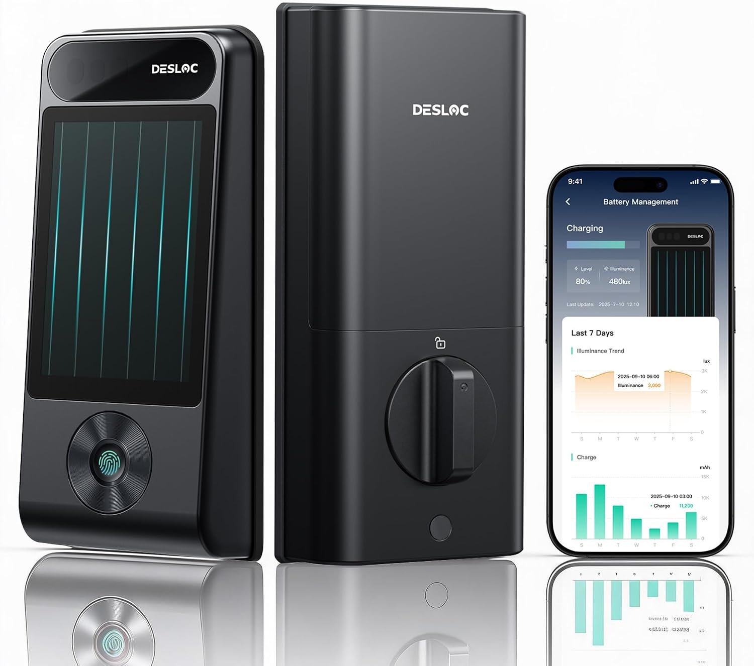 DESLOC V150 Plus Solar Smart Lock, WiFi Deadbolt with 3D Face Recognition