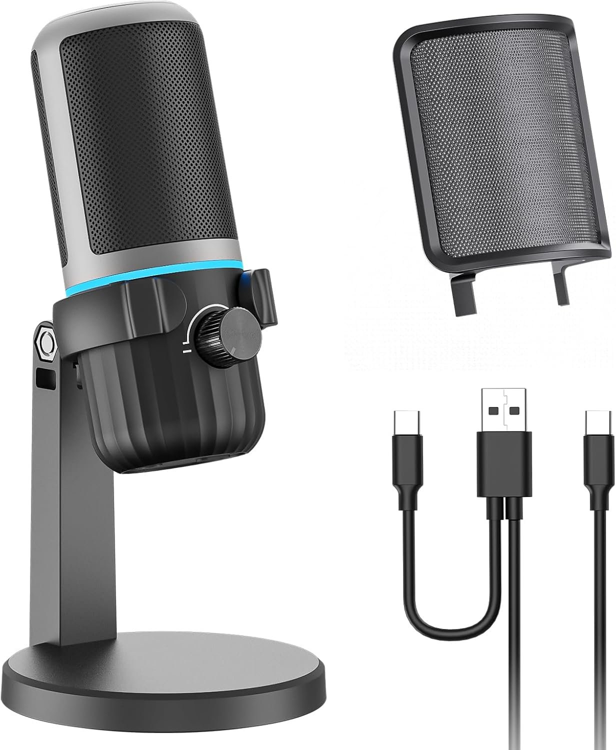 USB Condenser Gaming Mic, PC Computer Microphone for Streaming