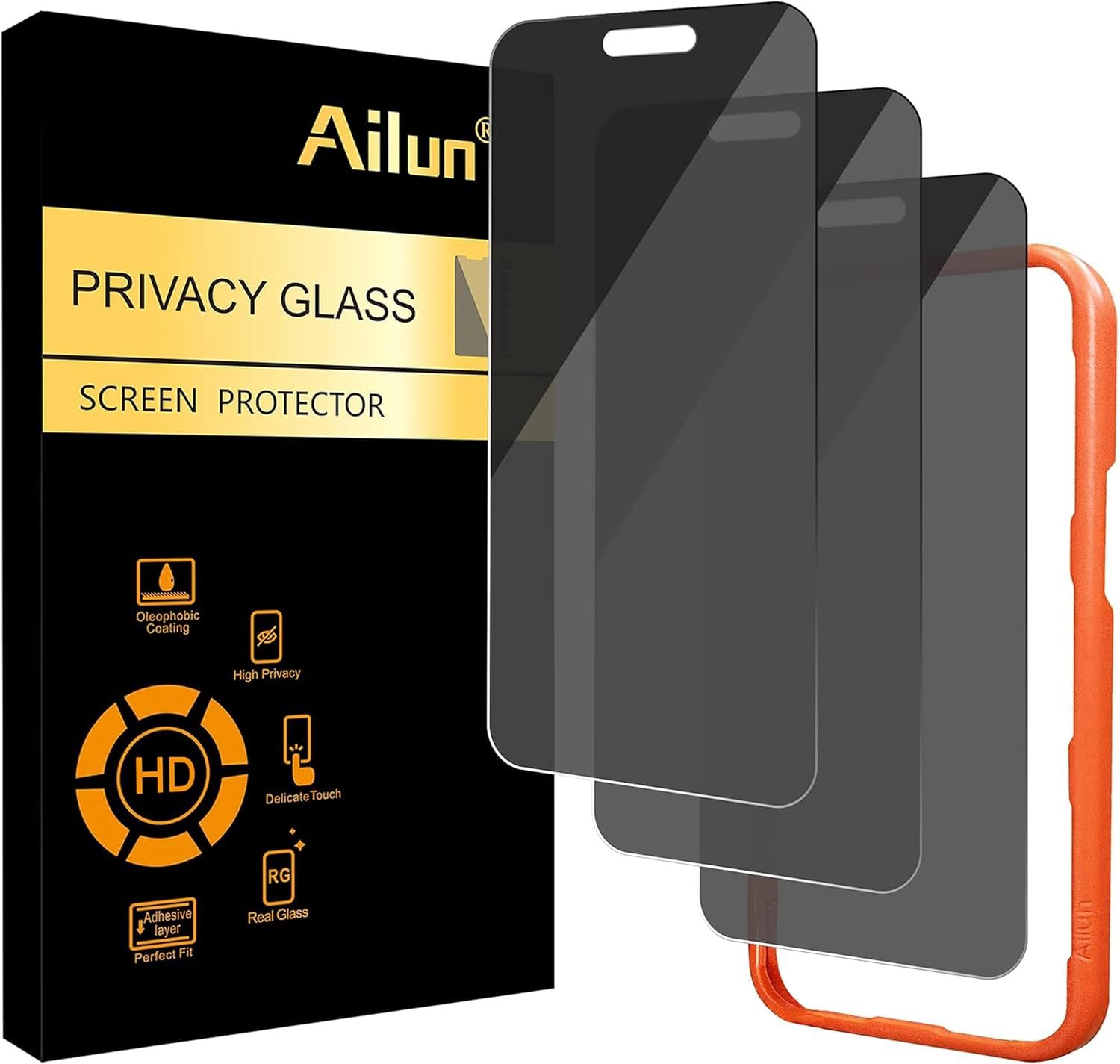 Ailun 3Pack 4 Way 360 Degree Privacy Screen Protector for iPhone 16 Pro Max