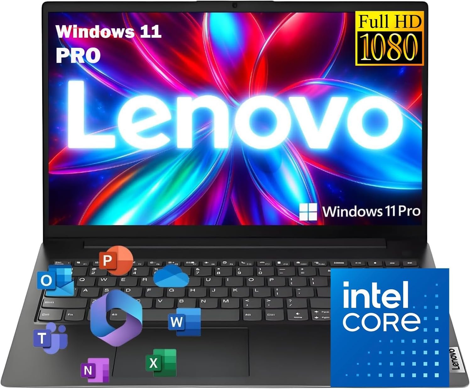 Lenovo 2026/2027 Latest Business Laptop with MS 365 for the Web, Intel Powerful Processor, 8GB DDR5 RAM, 756GB SSD Storage (500GB External), 15.6″ FHD Display, Dolby Audio, HDMI, RJ-45,Windows 11 Pro