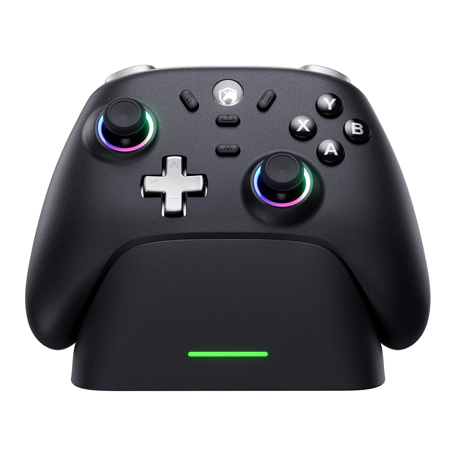 ECHTPower PC Gaming Controller–Wireless for PC with Hall-Effect Joysticks, 1000Hz Polling Rate, No Drift, Turbo & Vibration, Compatible with Windows/Switch/iOS/Android/Steam –Place & Charge Dock