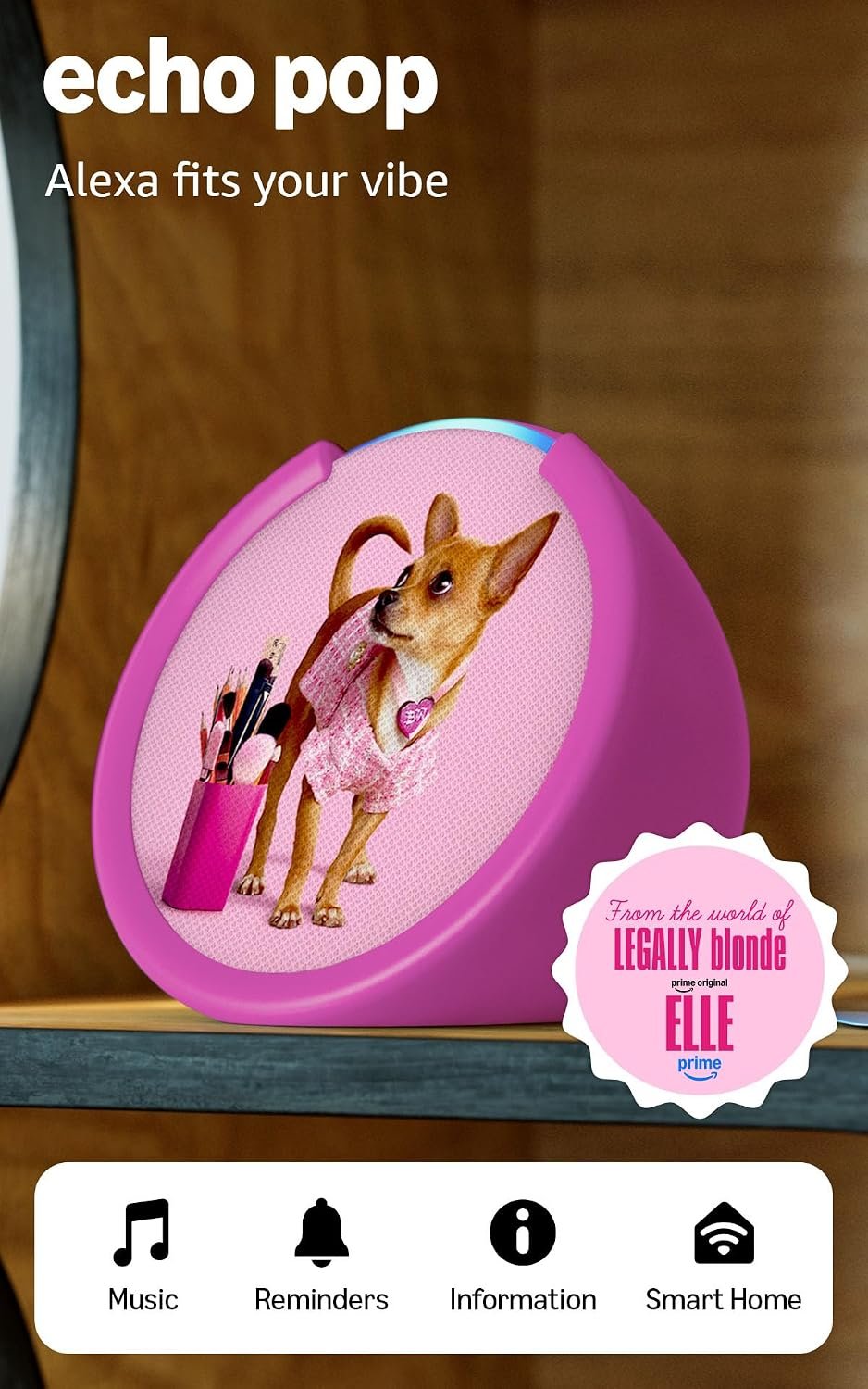 Elle Echo Pop (newest model), Officially Licensed Limited-Edition Echo speaker, Designed for Alexa+
