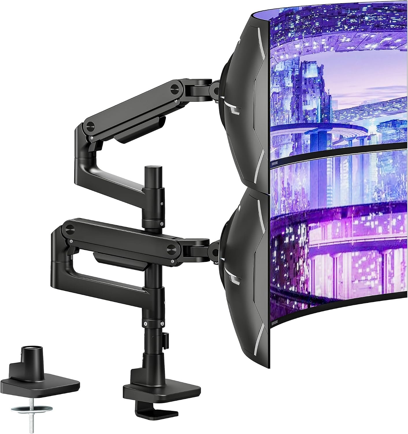 Dual Monitor Arm Desk Mount for 17-49 Inch Monitors Holds 44 lbs, Black