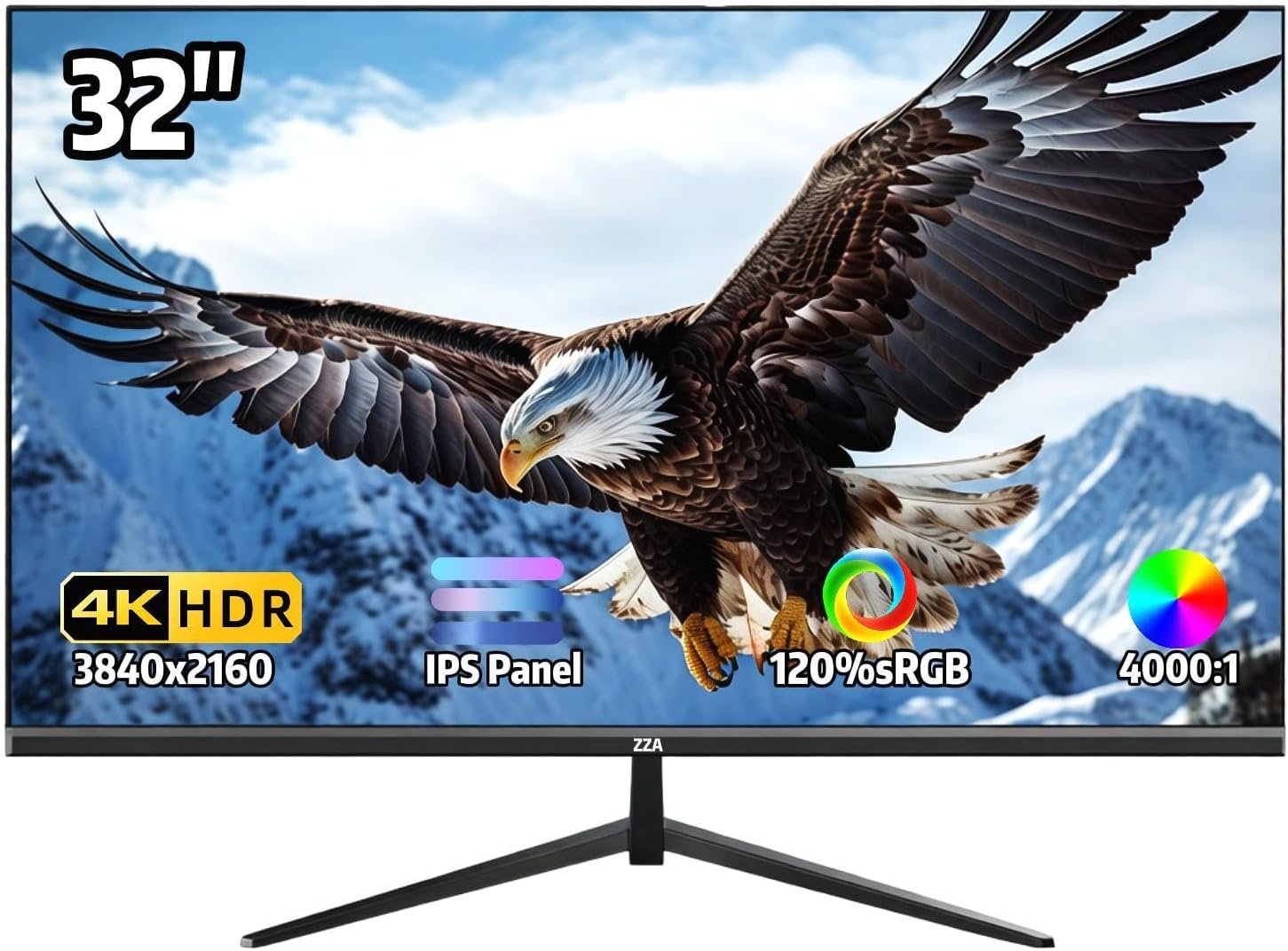 32 Inch 4K UHD Monitor (3840×2160), IPS,60Hz Refresh Rate, 120% sRGB, AMD FreeSync, 178° Viewing Angle, HDMI/DisplayPort, VESA 100x100mm Mount Compatible, Tilt Adjustable – Black