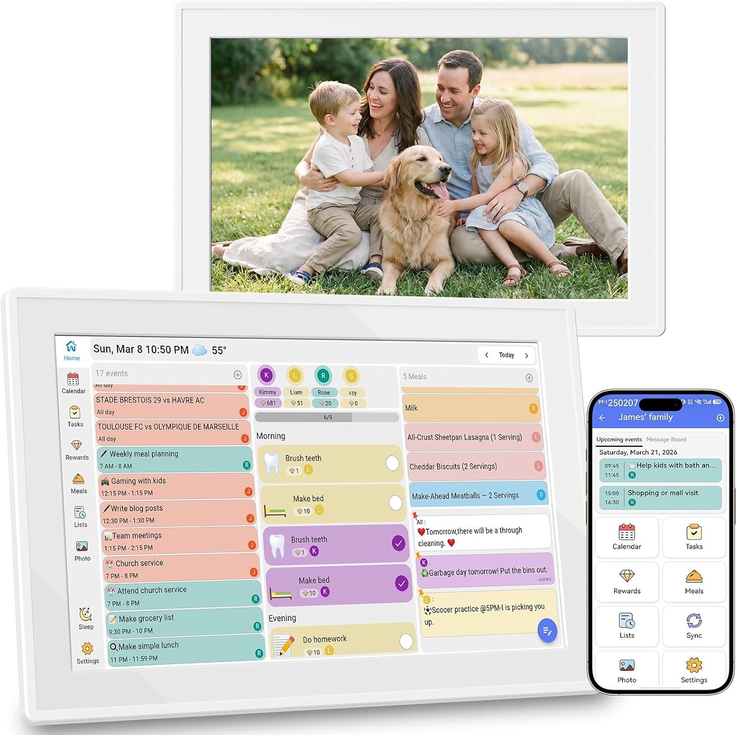 Digital Calendar 10.1″ Touchscreen, Smart Electronic Wall Organizer