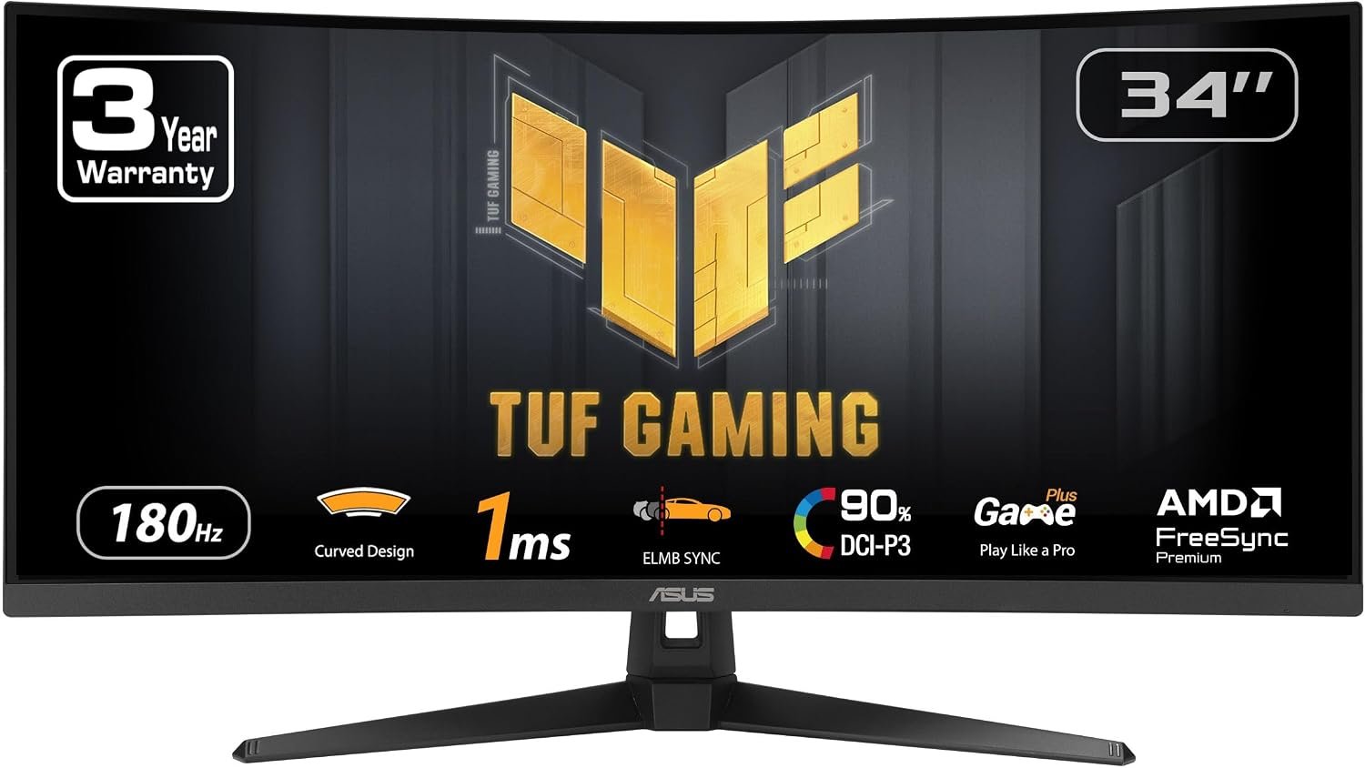 ASUS TUF Gaming VG34VQ3B 34 Inch 1440p 180Hz Ultrawide HDR Gaming Monitor
