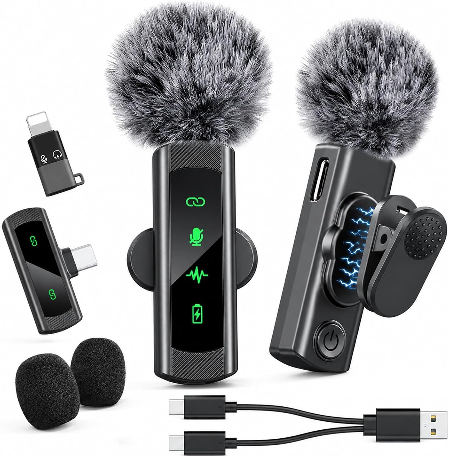 Wireless Lavalier Microphone 2 Pack