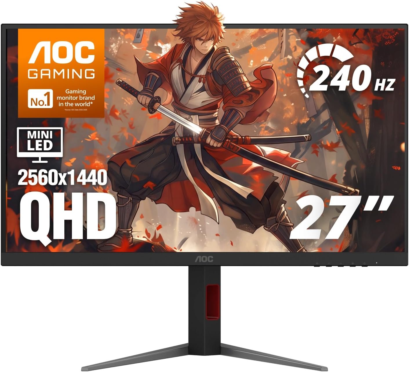 AOC 27 Inch Gaming Monitor QHD 240Hz Mini-LED HDR1000, Q27G4ZMN